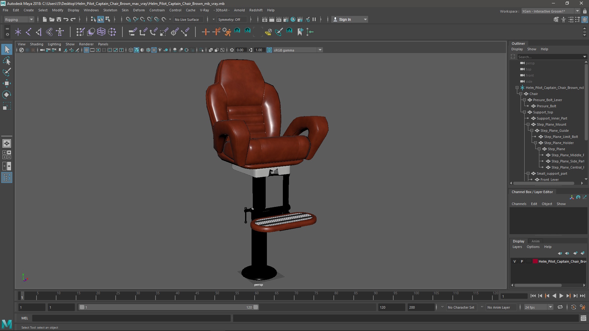 3D model Helm Pilot Captain Chair Brown