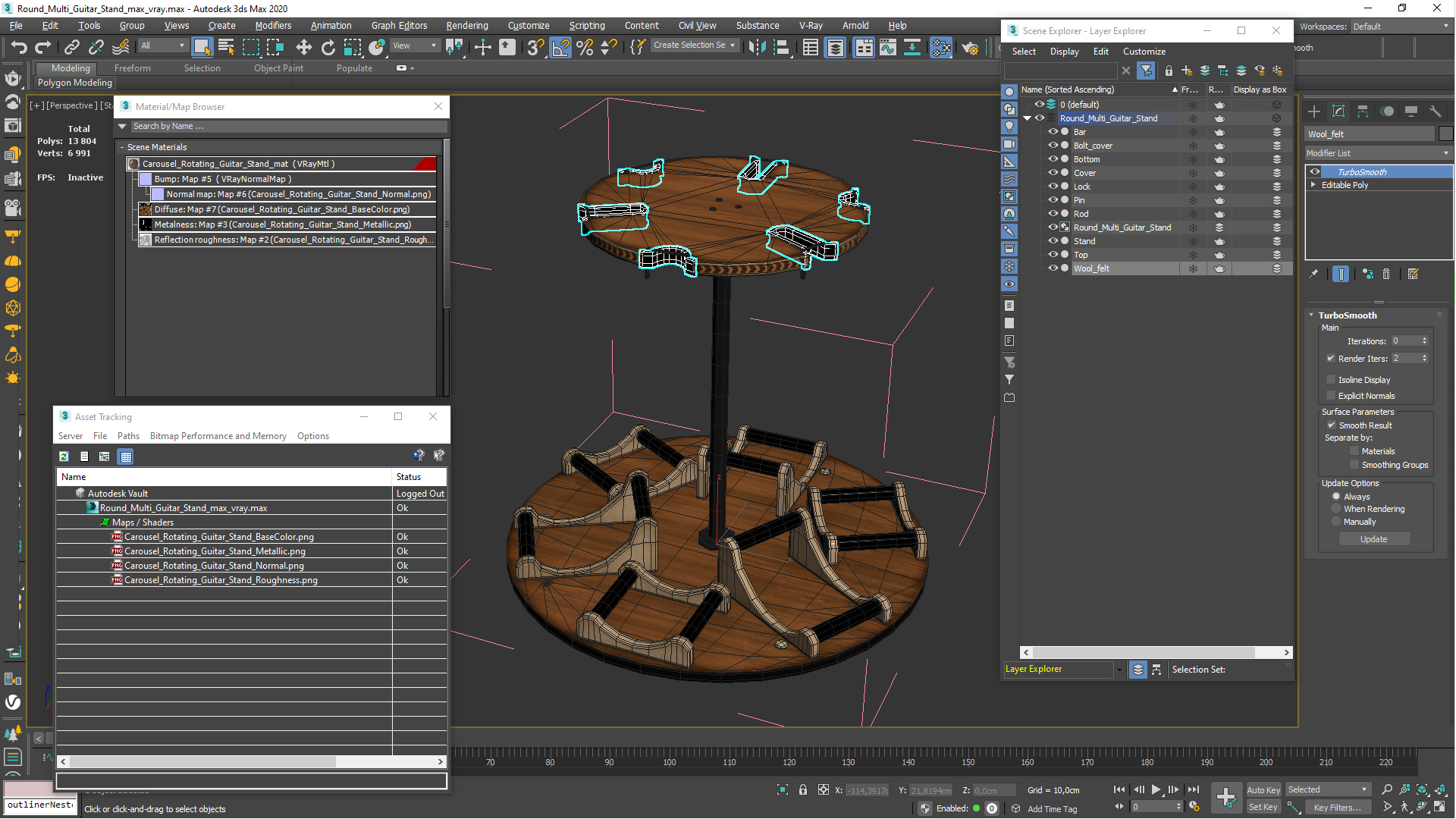 Round Multi Guitar Stand 3D model