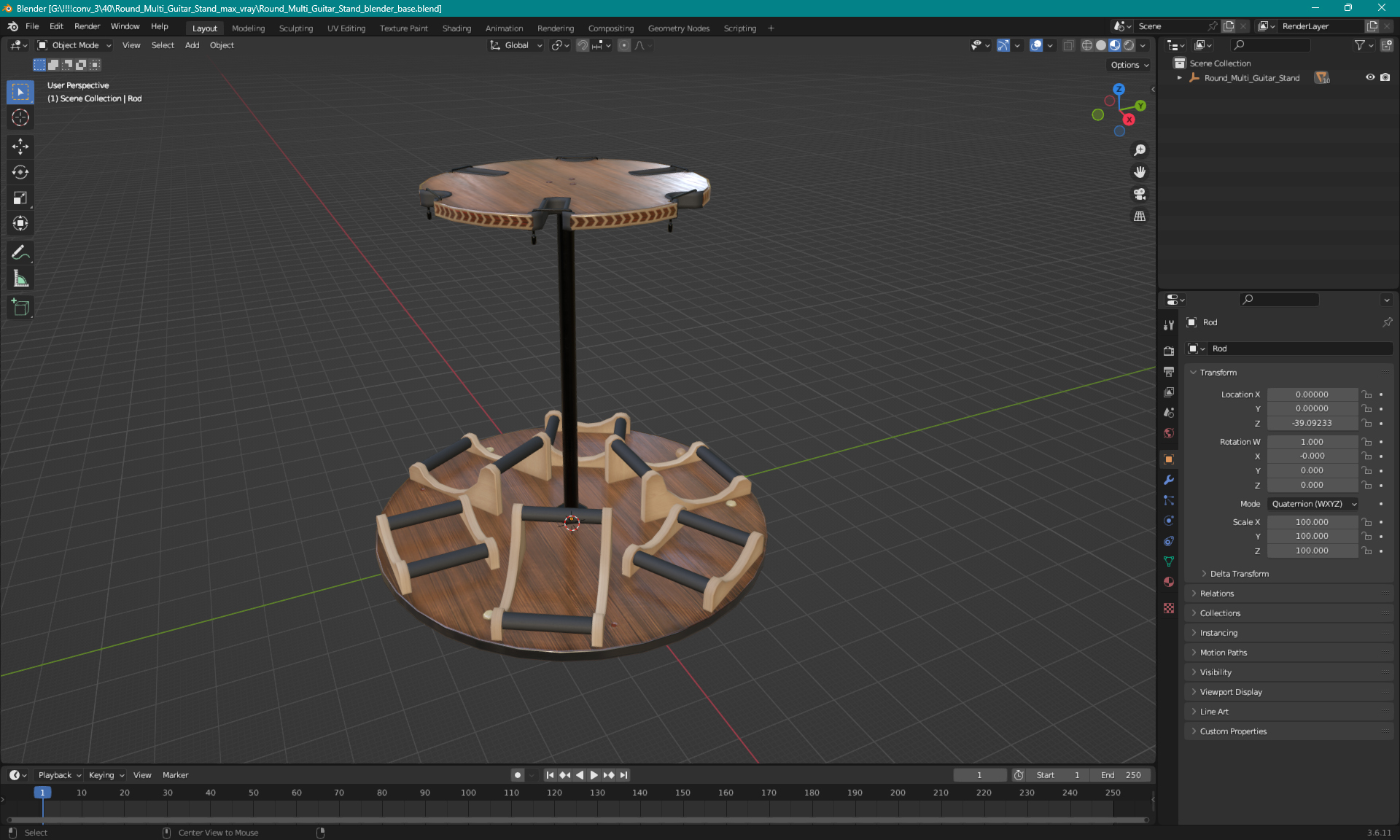 Round Multi Guitar Stand 3D model