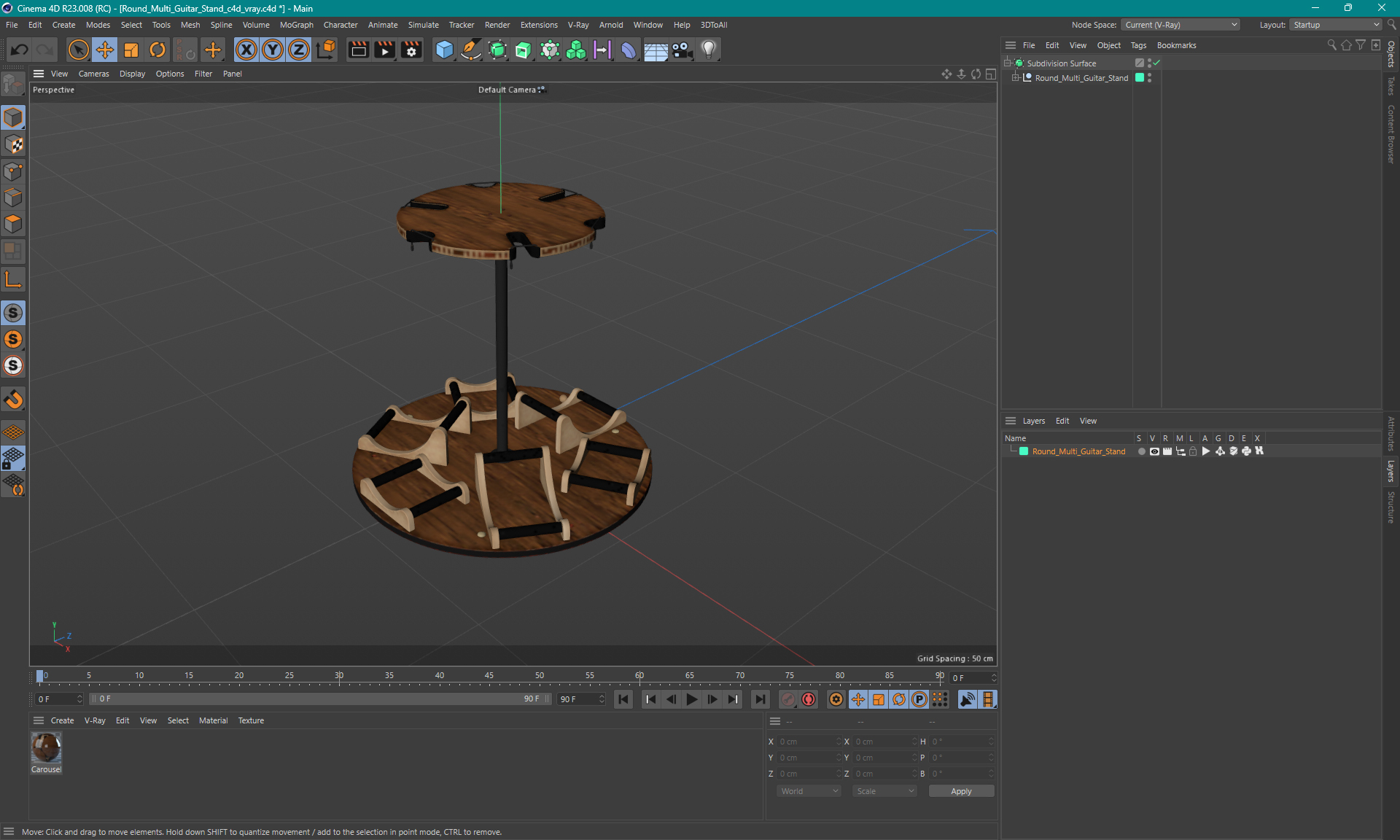 Round Multi Guitar Stand 3D model