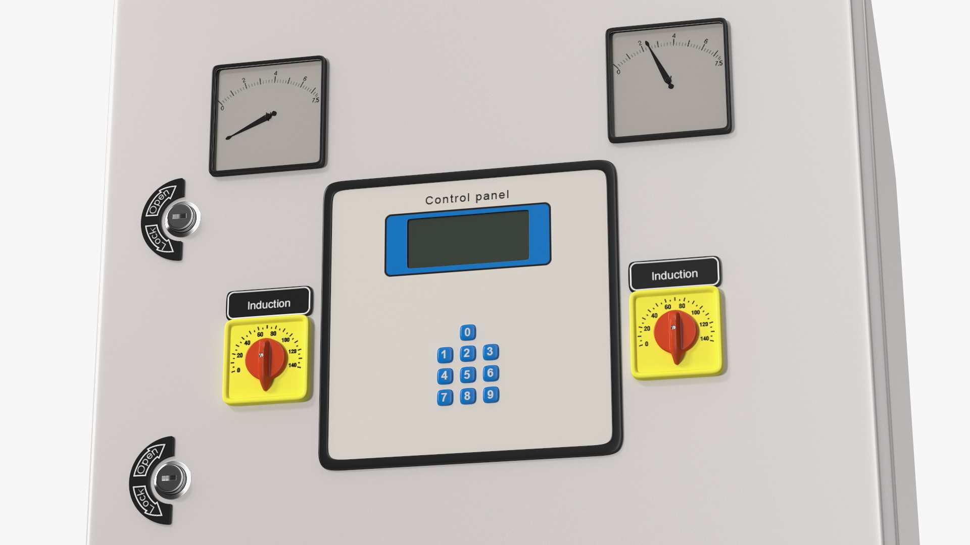 Industrial Control Panel with Gauges and Keypad 3D