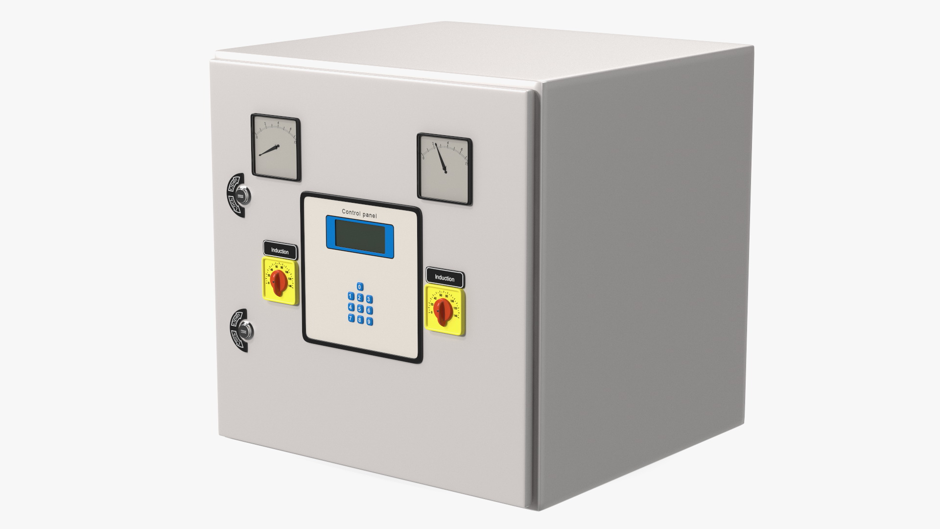 Industrial Control Panel with Gauges and Keypad 3D