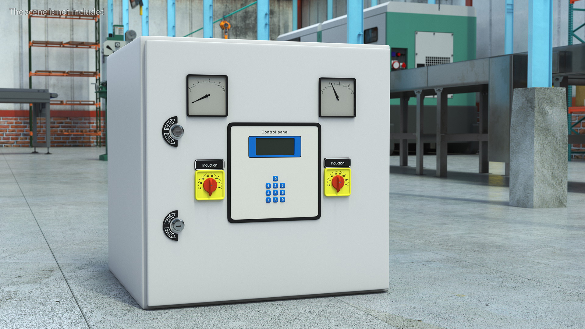 Industrial Control Panel with Gauges and Keypad 3D