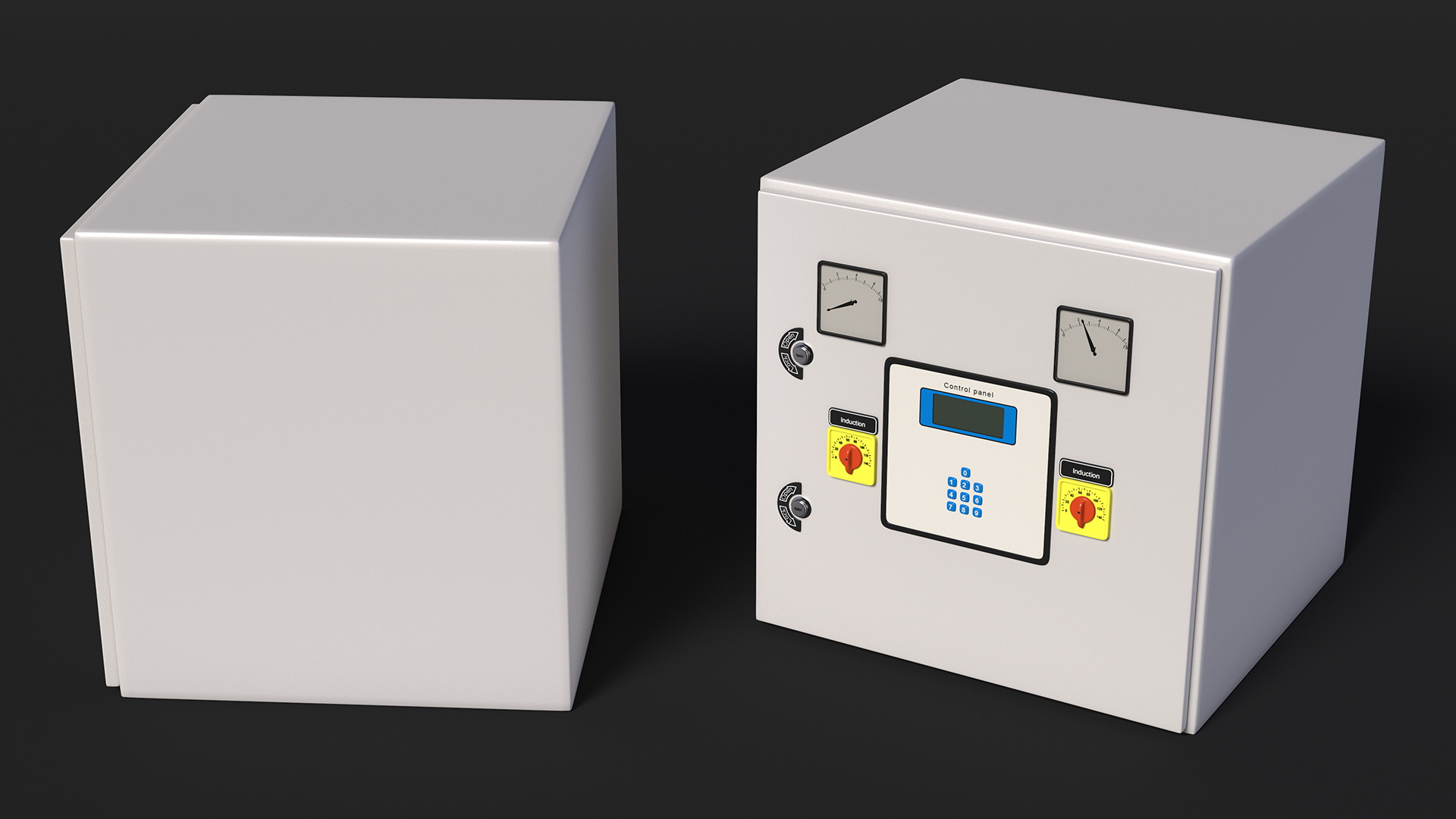 Industrial Control Panel with Gauges and Keypad 3D