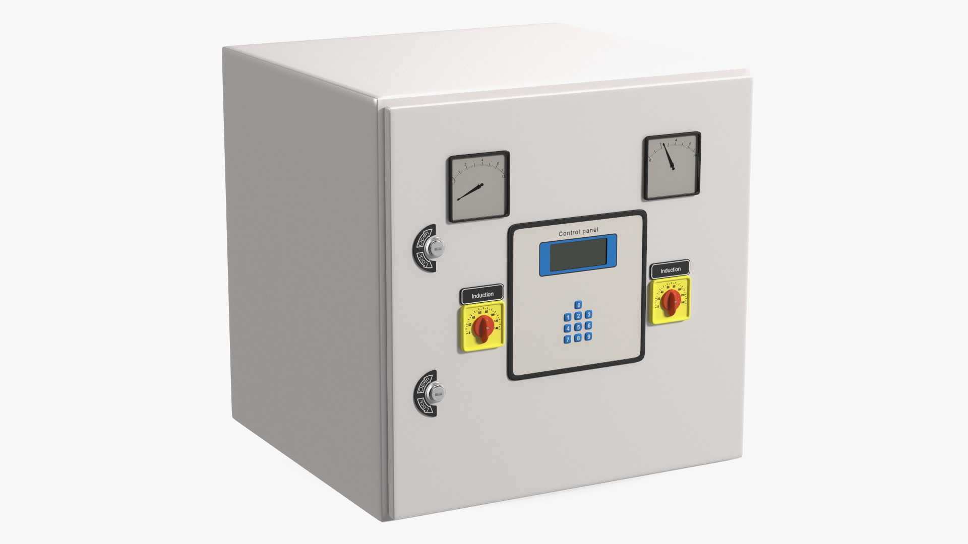 Industrial Control Panel with Gauges and Keypad 3D