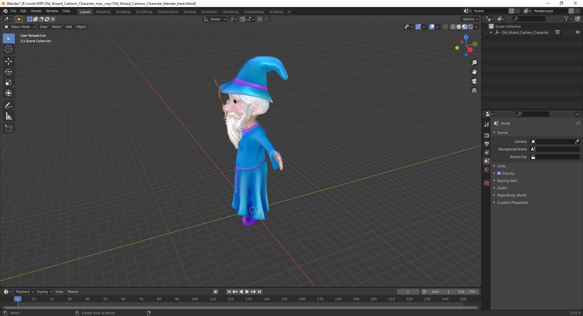 3D Old Wizard Cartoon Character model