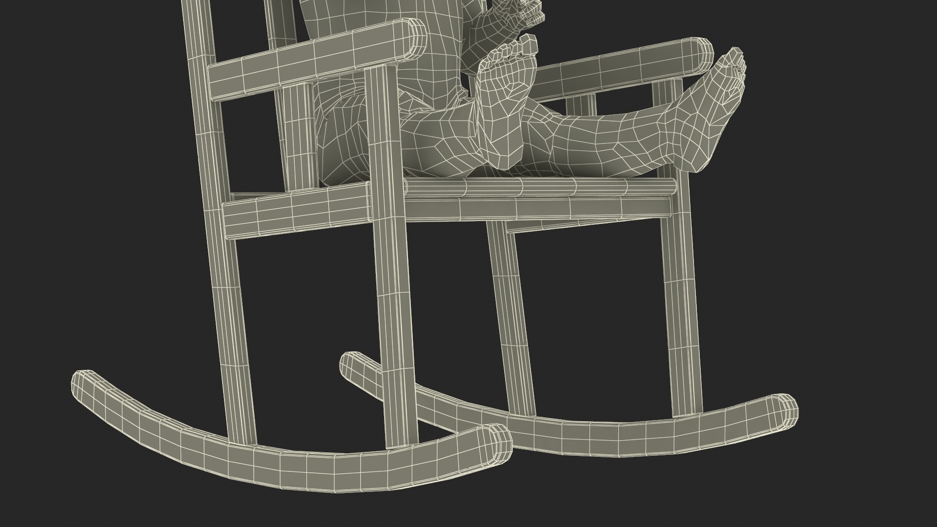 3D model Boy Sitting in a Rocking Chair