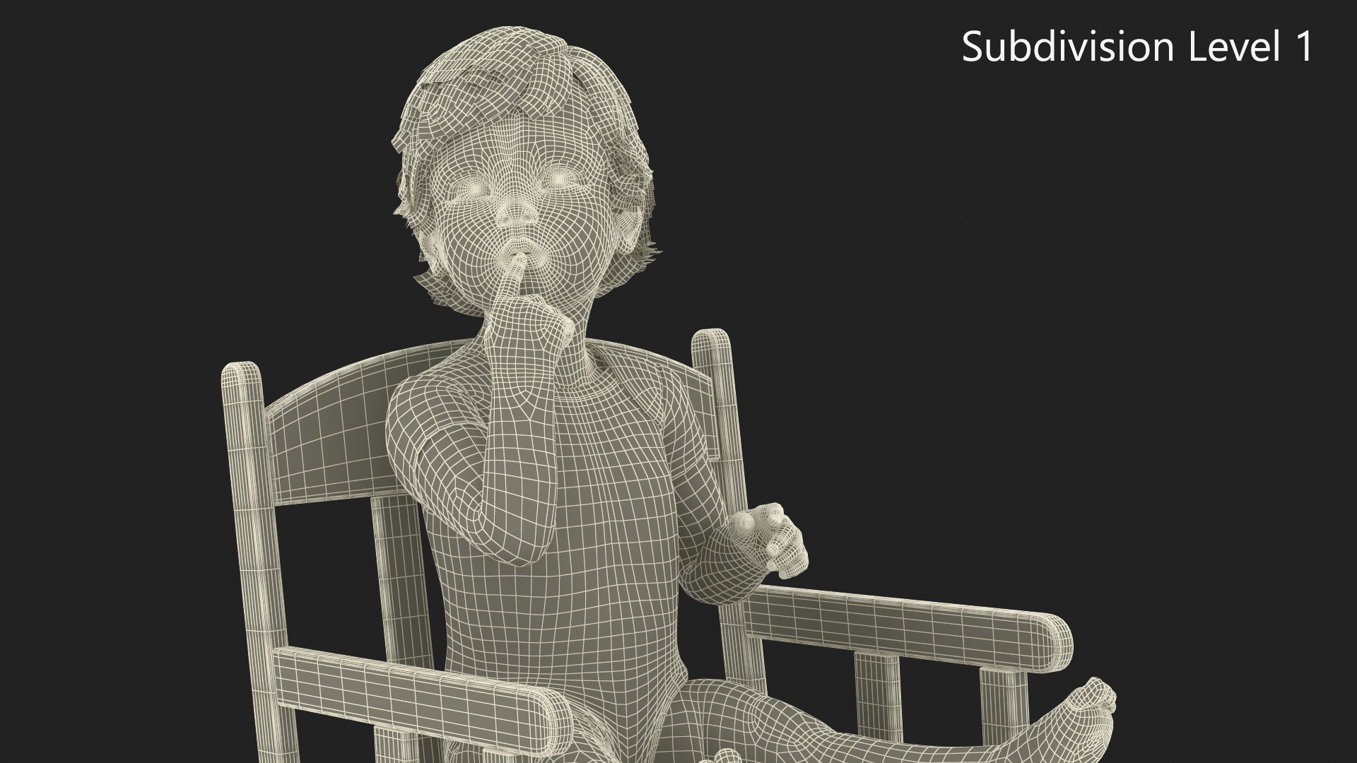 3D model Boy Sitting in a Rocking Chair