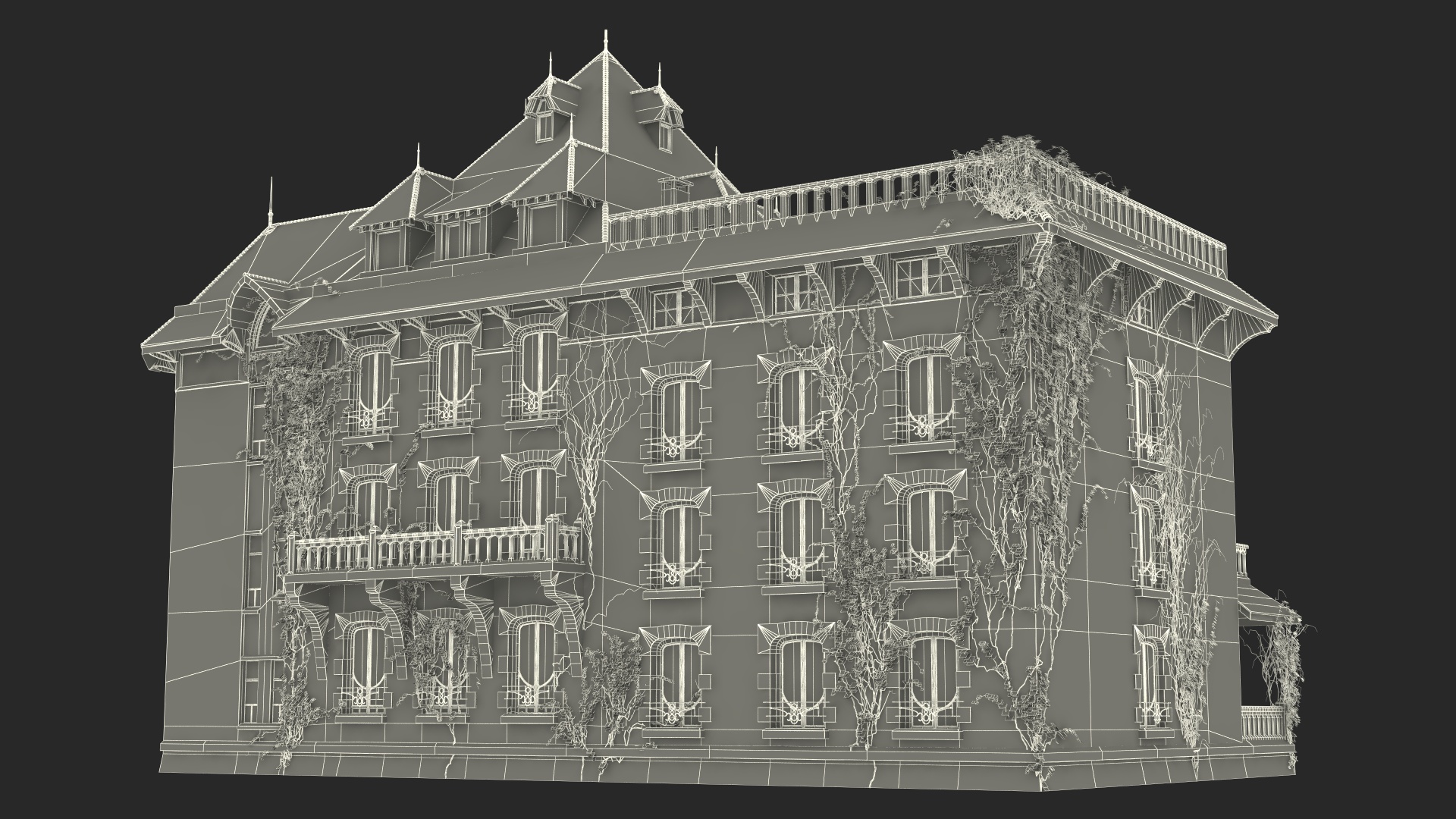 3D Old Spooky Mansion model