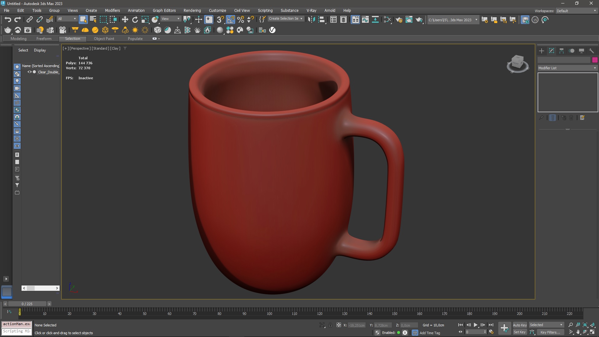 Clear Double Wall Glass Coffee Mug for 3D Print 3D