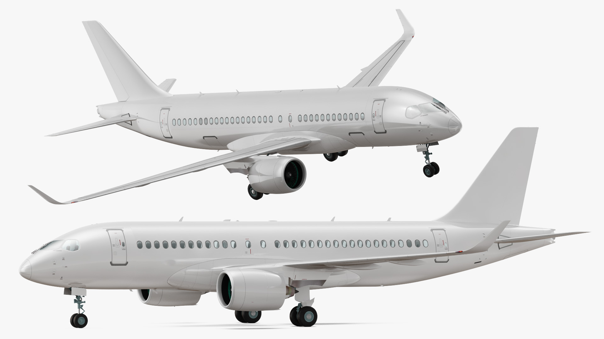 3D Airbus A220 100 Simple Interior Generic Rigged