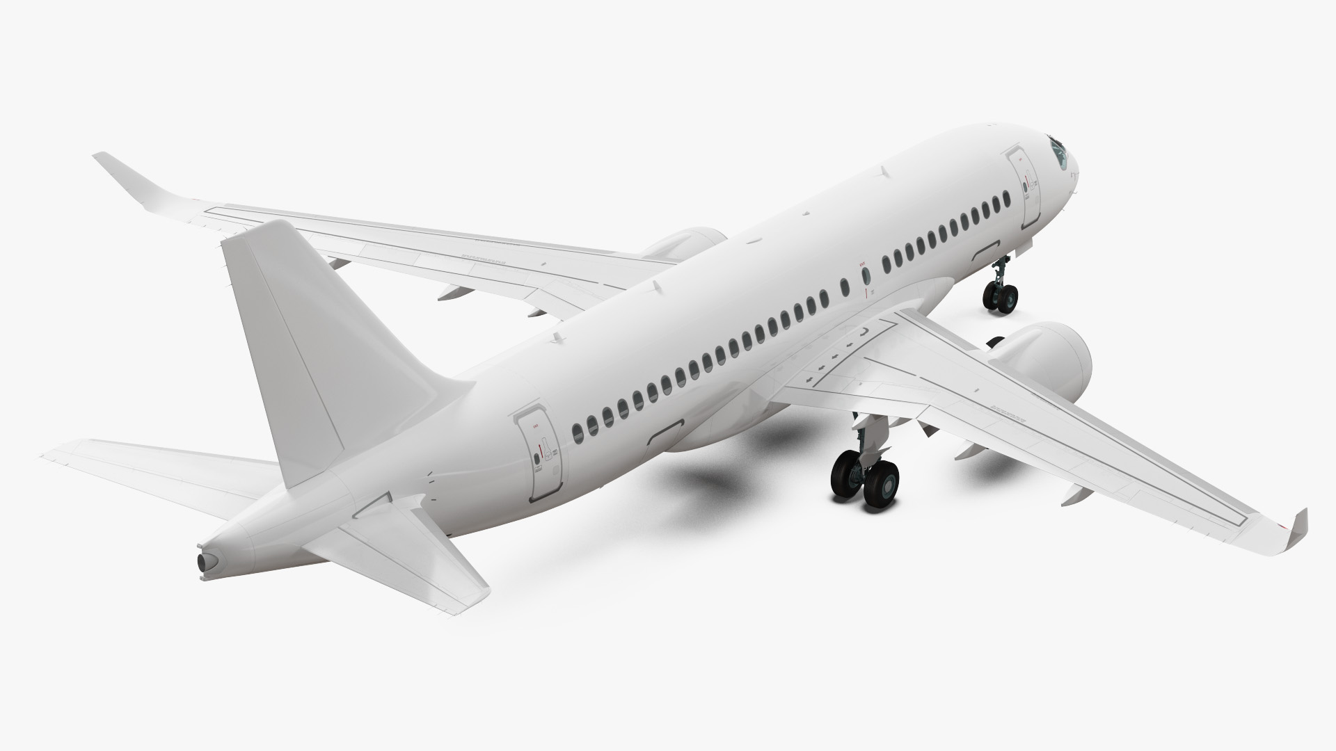 3D Airbus A220 100 Simple Interior Generic Rigged