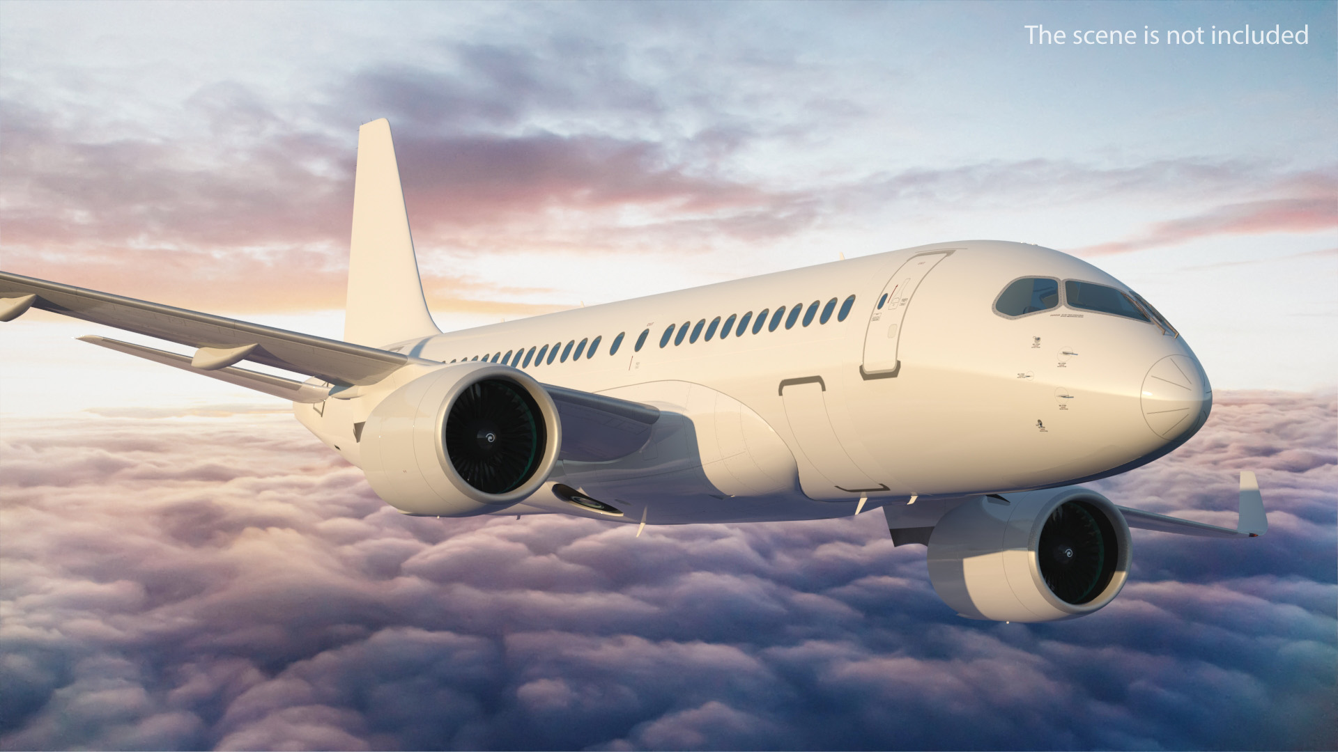 3D Airbus A220 100 Simple Interior Generic Rigged