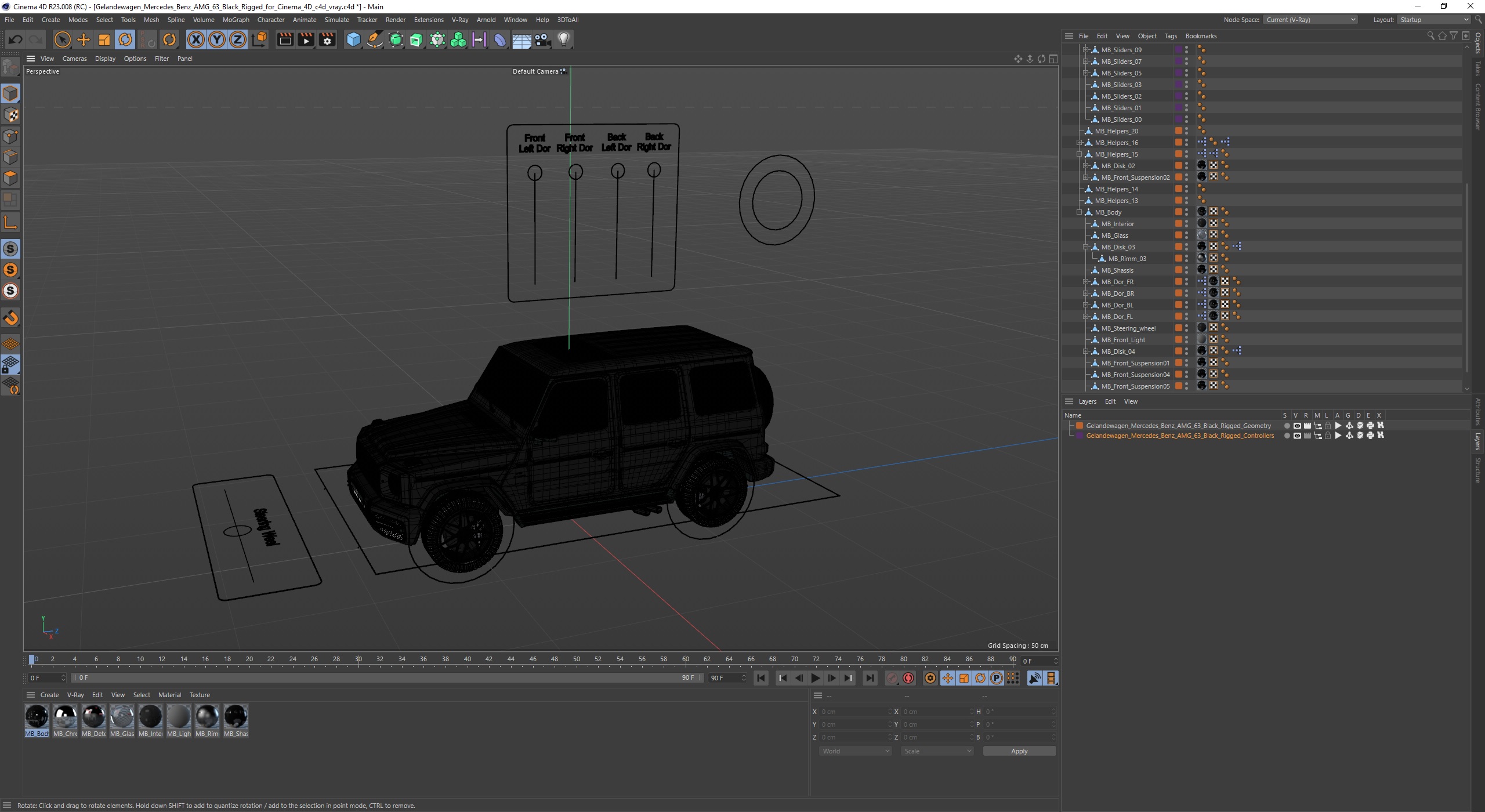 3D model Gelandewagen Mercedes-Benz AMG 63 Black Rigged for Cinema 4D