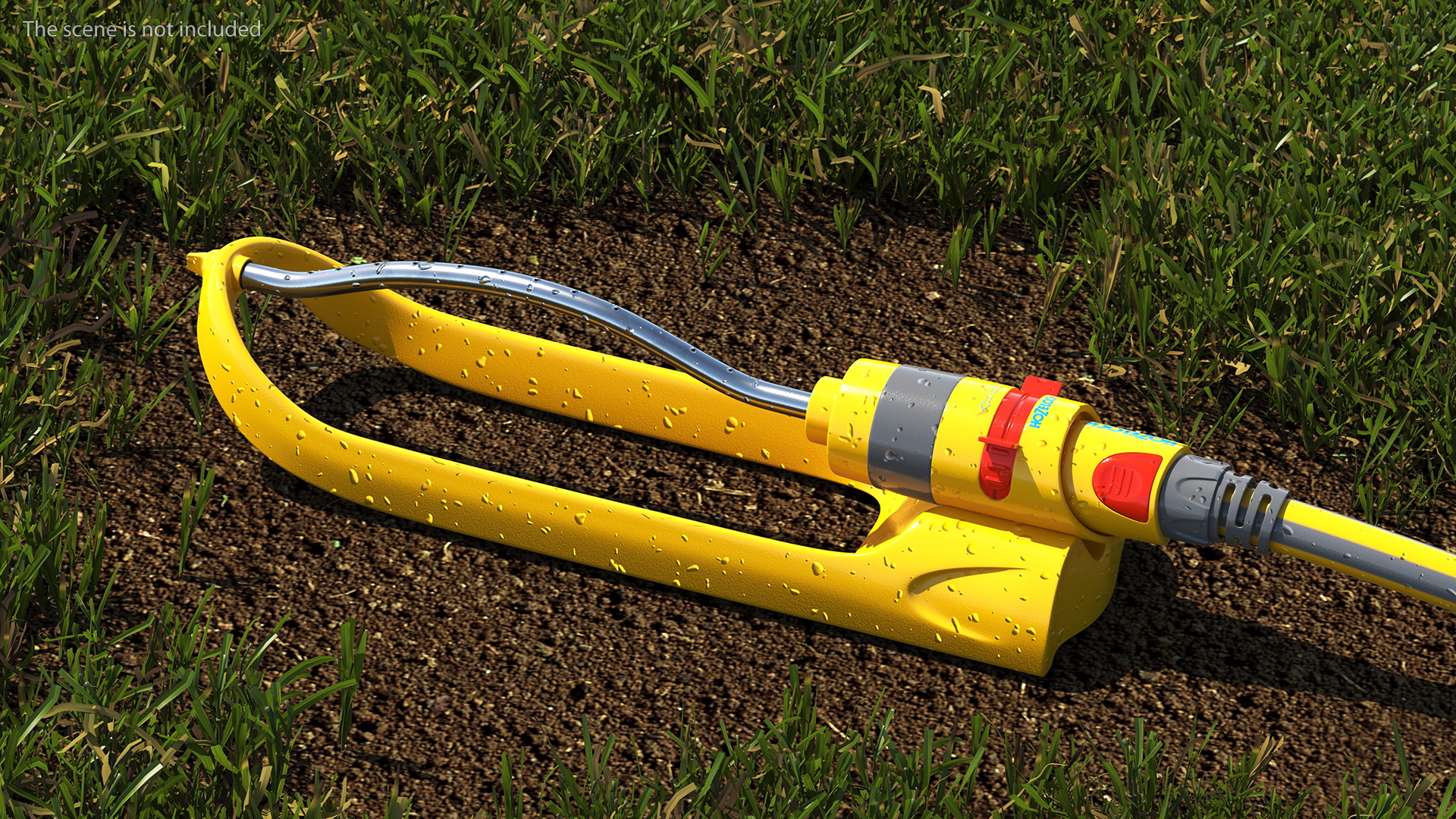 Hozelock Rectangular Sprinkler Plus Yellow with Hose 3D