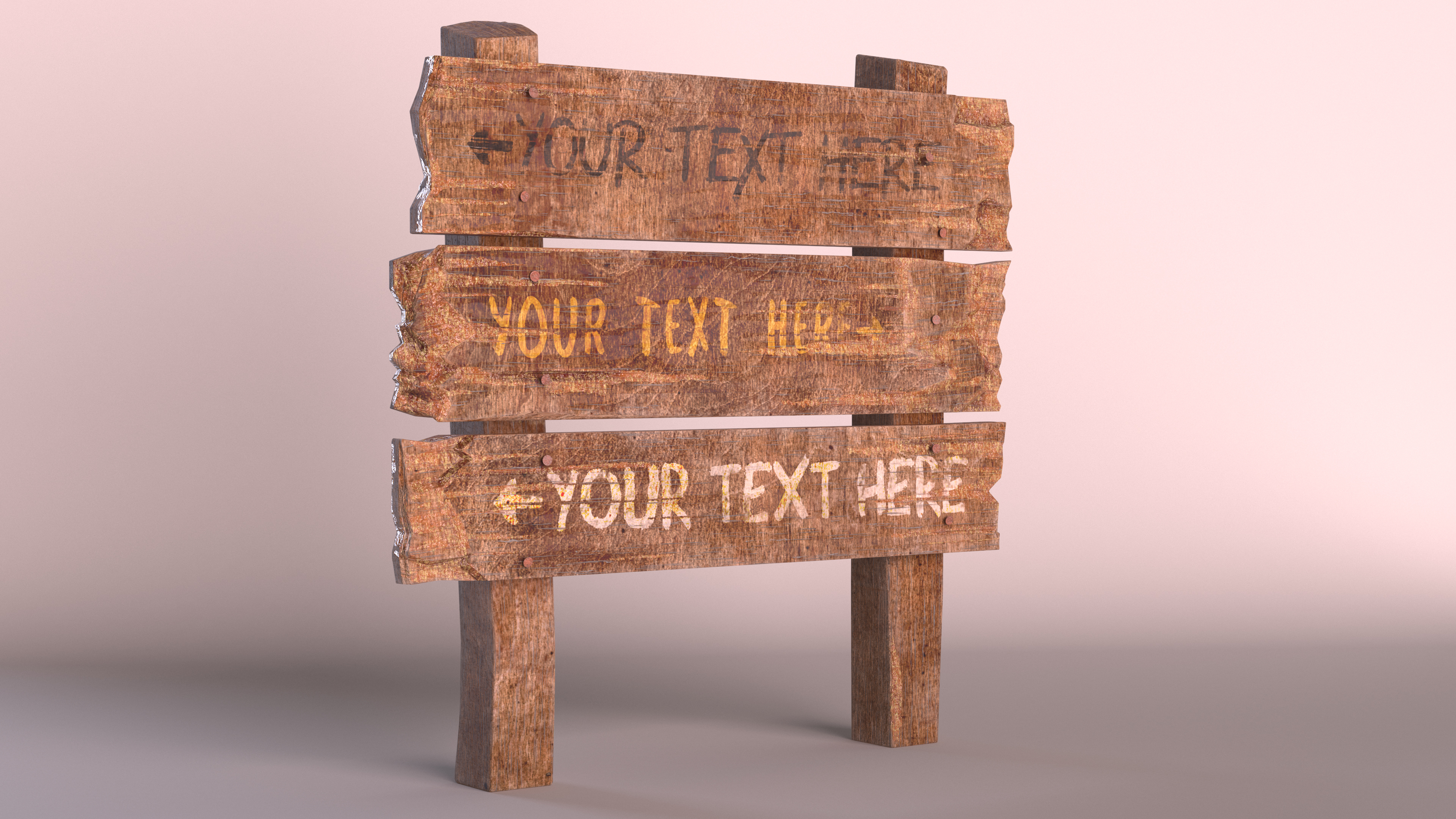 3D model Old Wooden Signpost Mockup Set