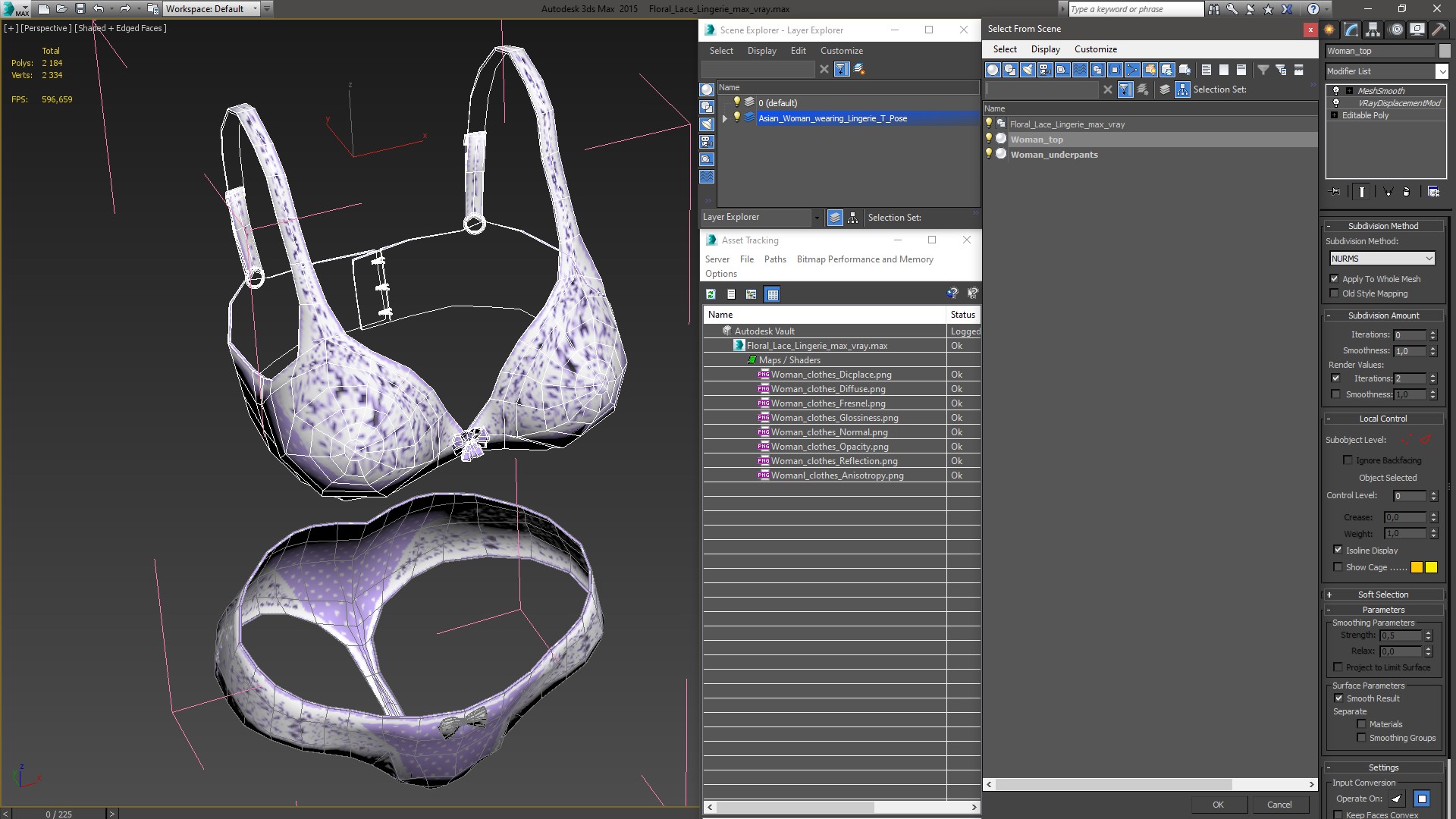 3D model Floral Lace Lingerie