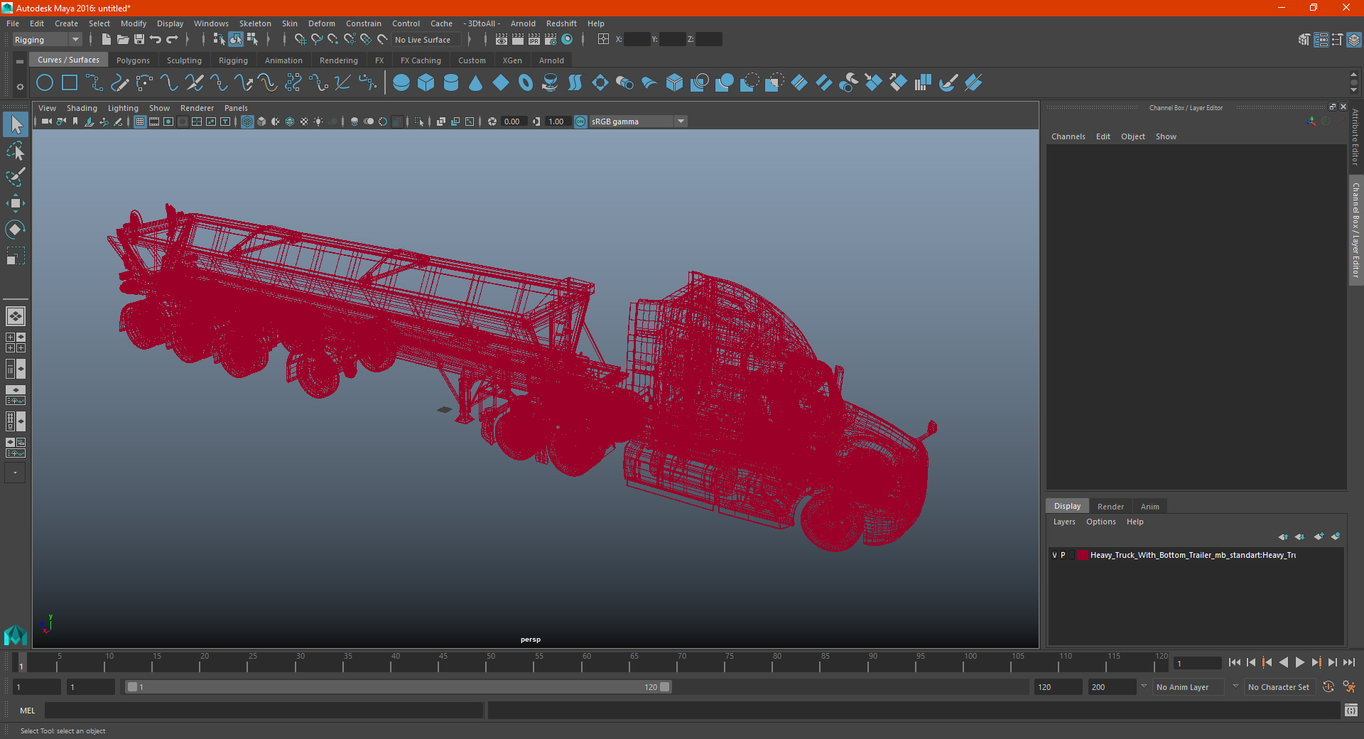 3D Heavy Truck With Bottom Trailer