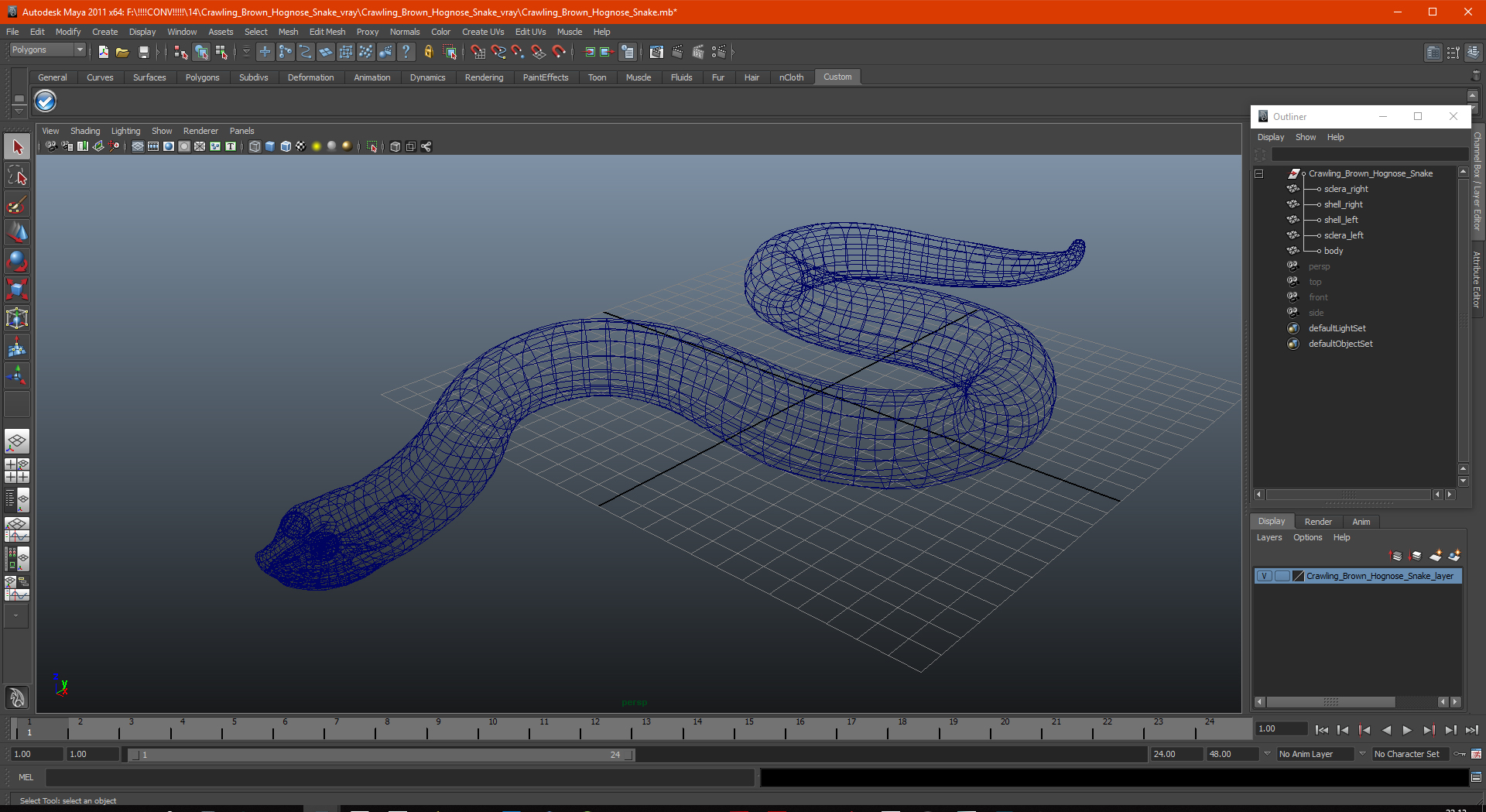 3D Crawling Brown Hognose Snake model