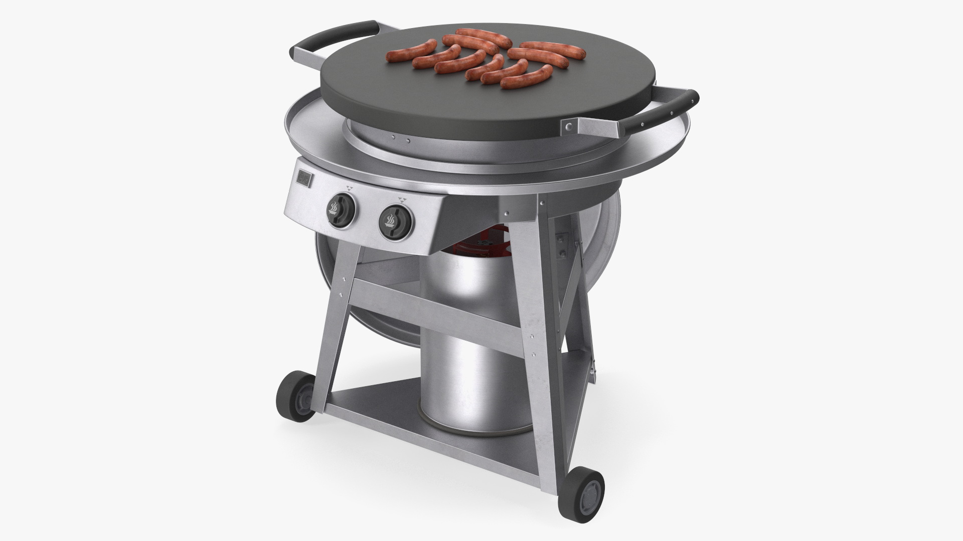 3D Professional Grill Cart with Fried Sausages model