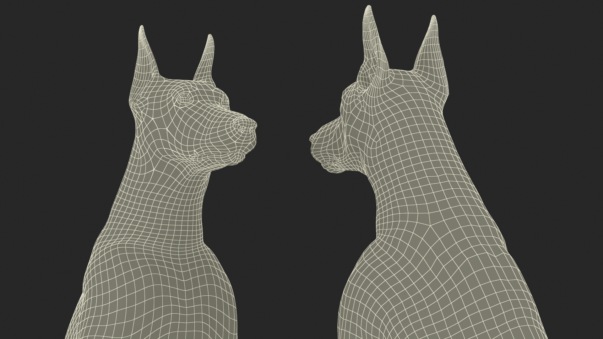 3D Doberman Pinscher Dog Sits