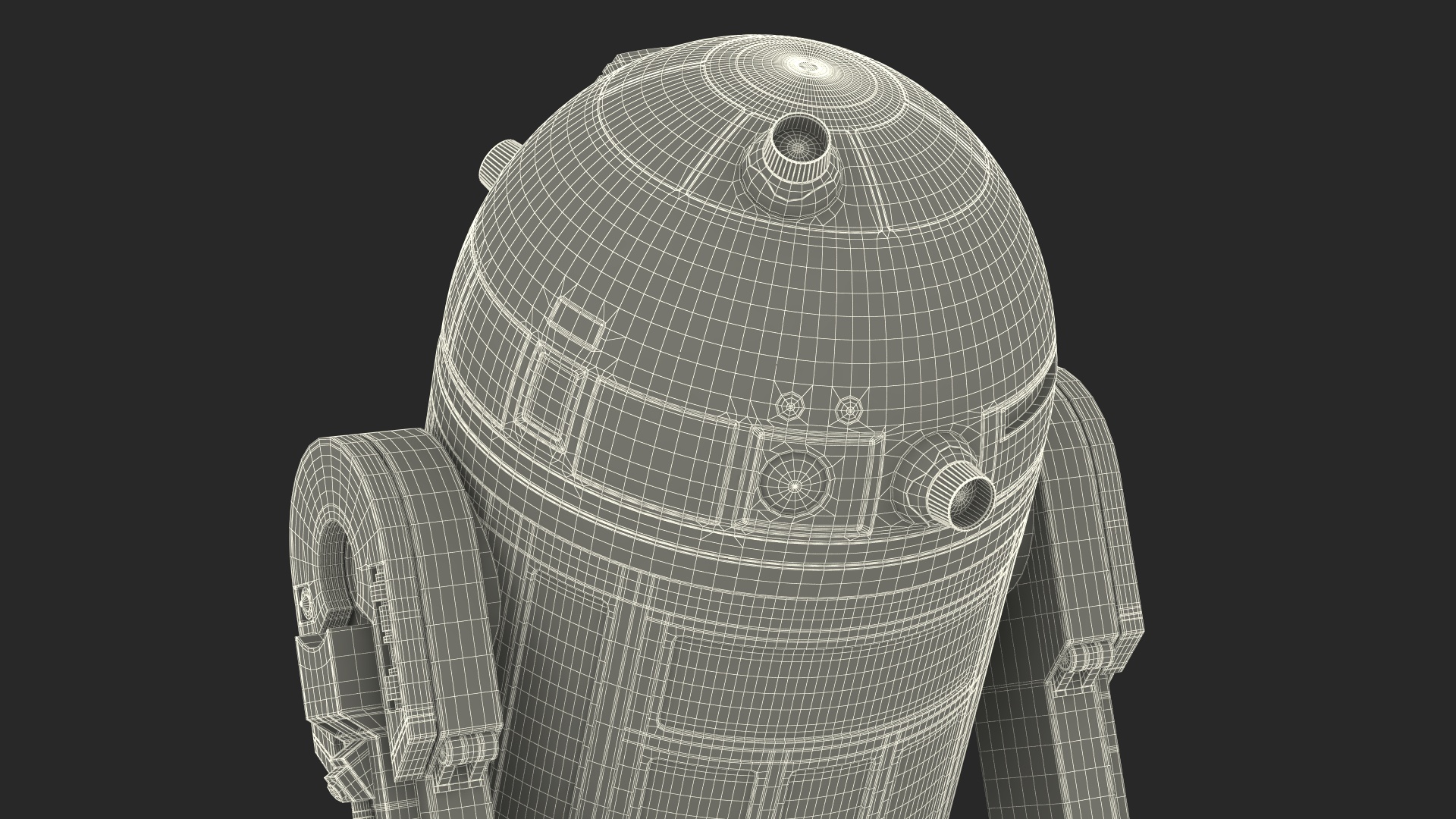 3D Space Fighter X-Wing Starship with R2-D2 Rigged for Maya