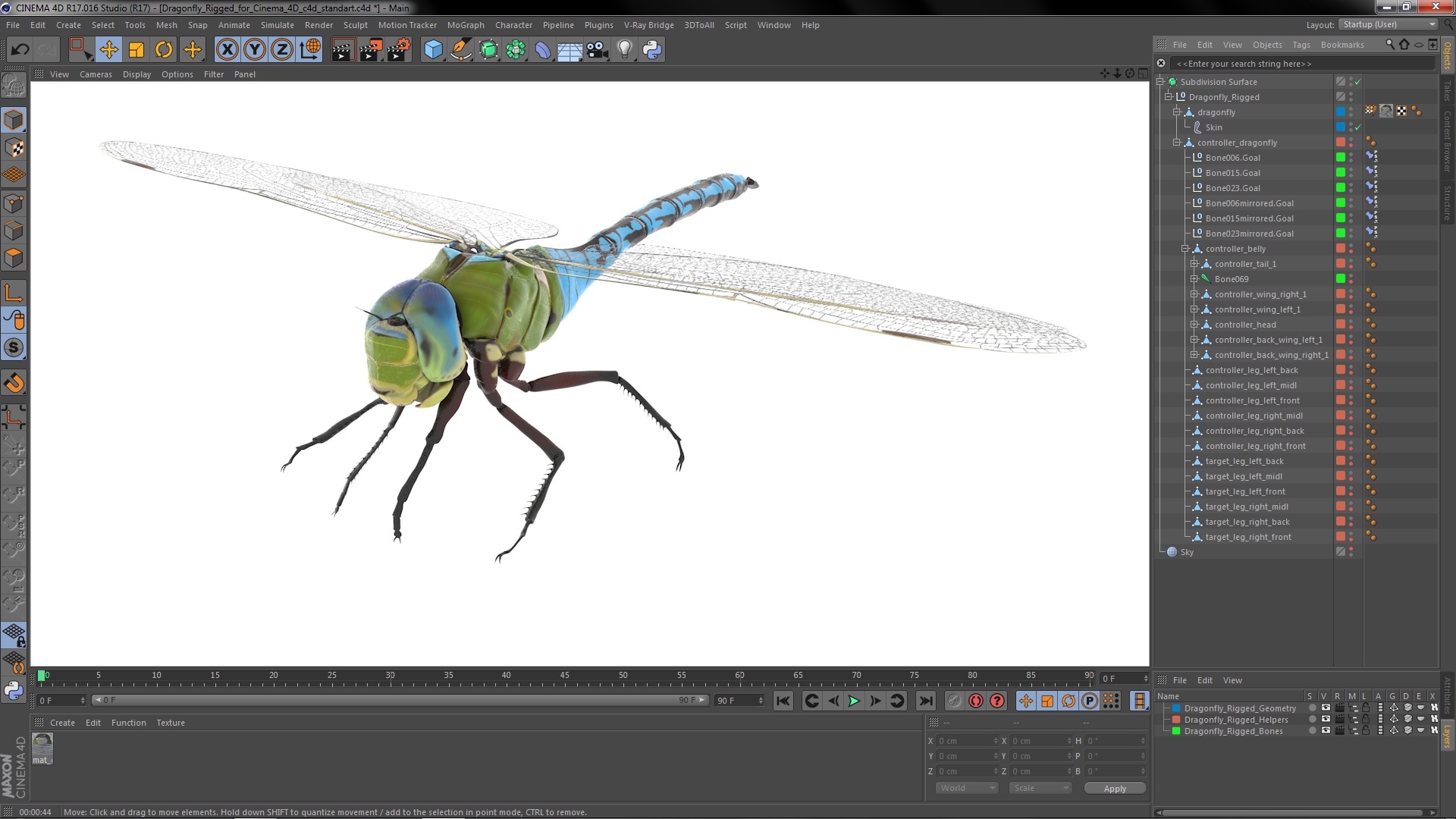 3D model Dragonfly Rigged for Cinema 4D