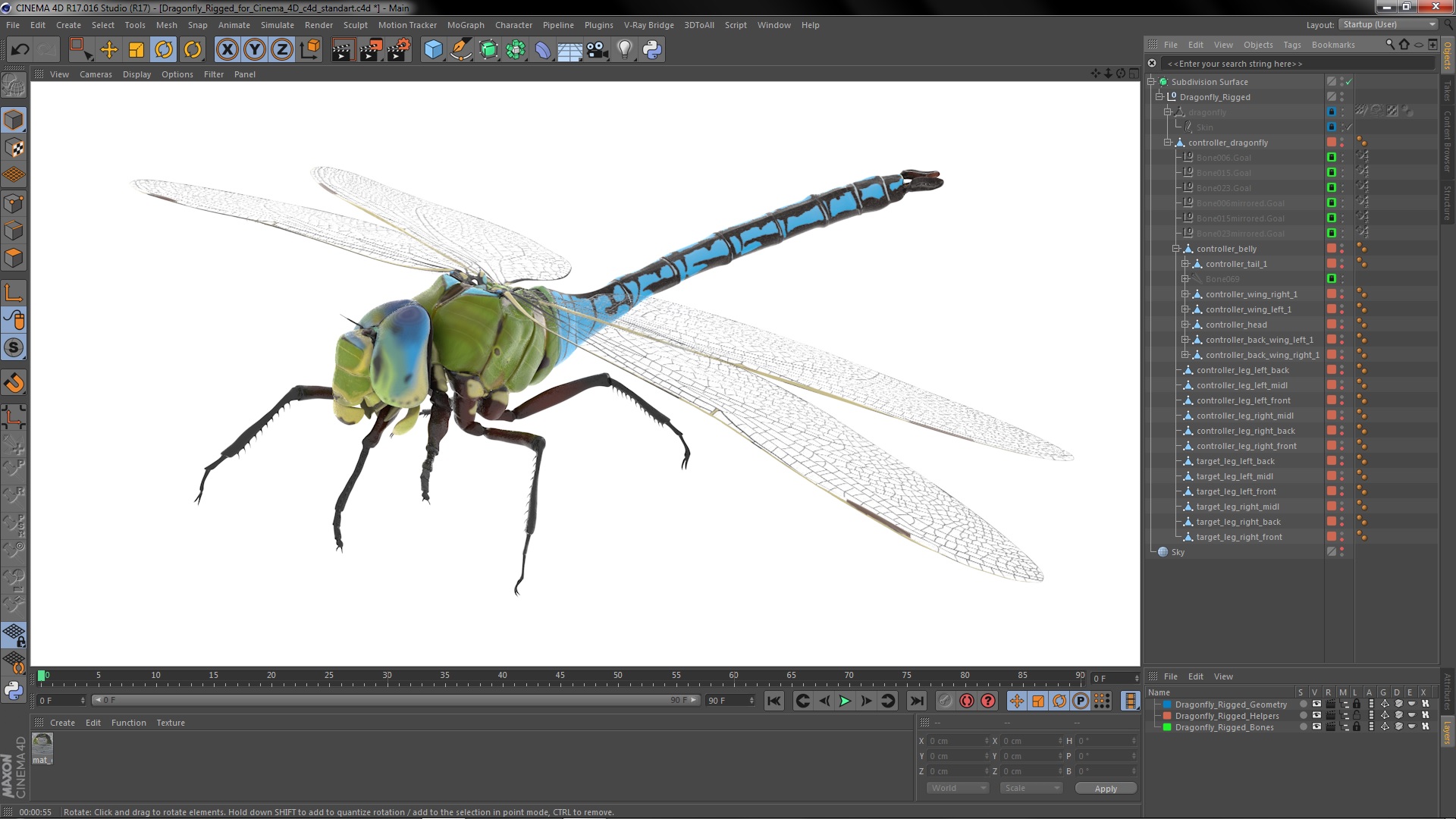 3D model Dragonfly Rigged for Cinema 4D