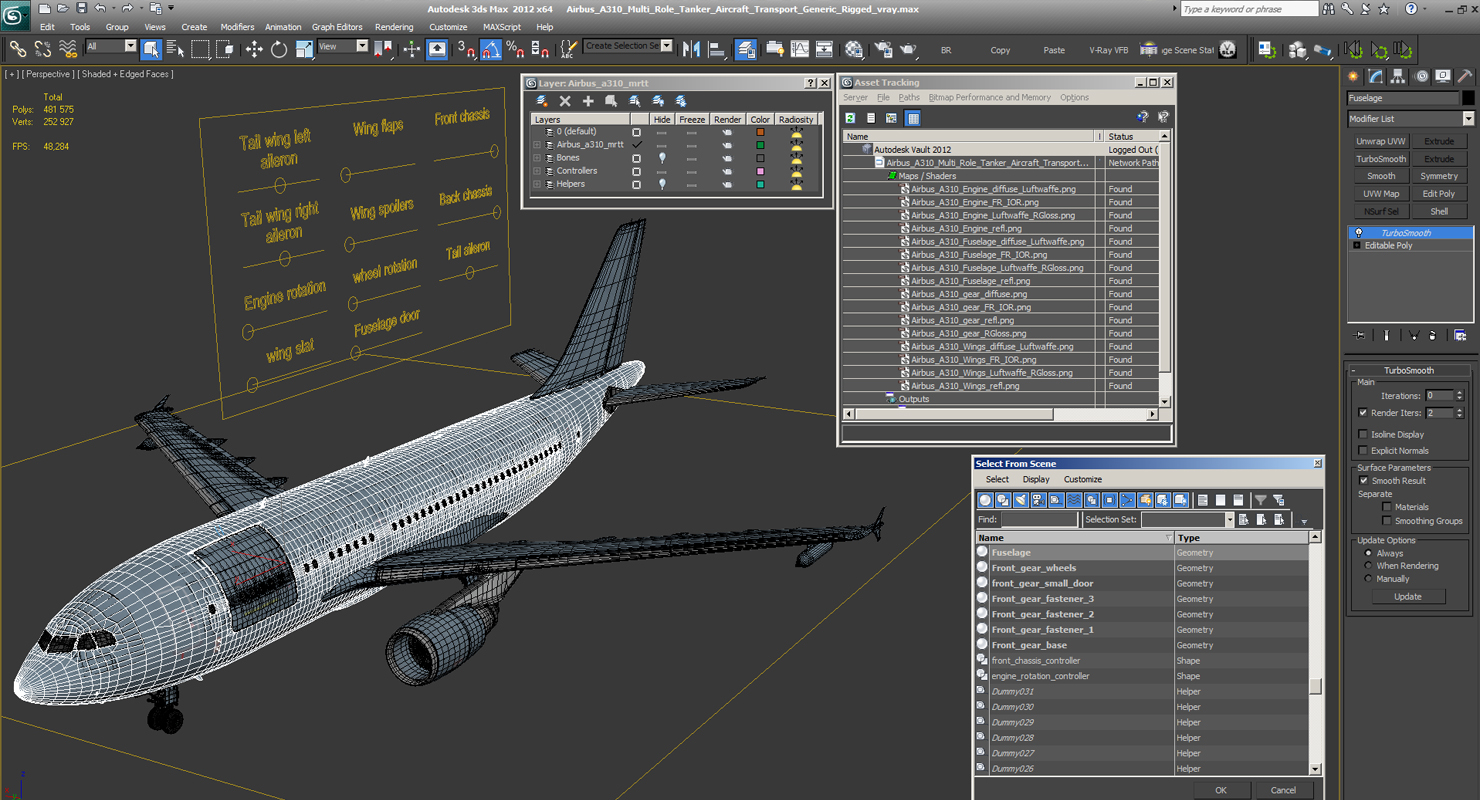 3D Airbus A310 Multi Role Tanker Aircraft Transport Generic Rigged model