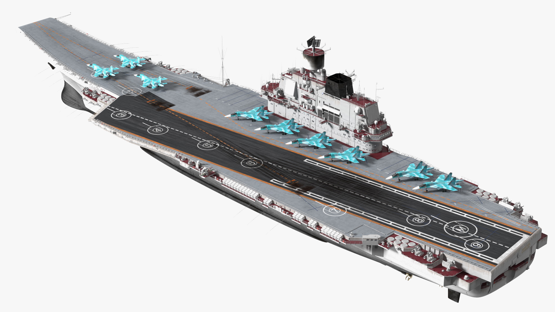 3D Aircraft Carrier with Airplanes