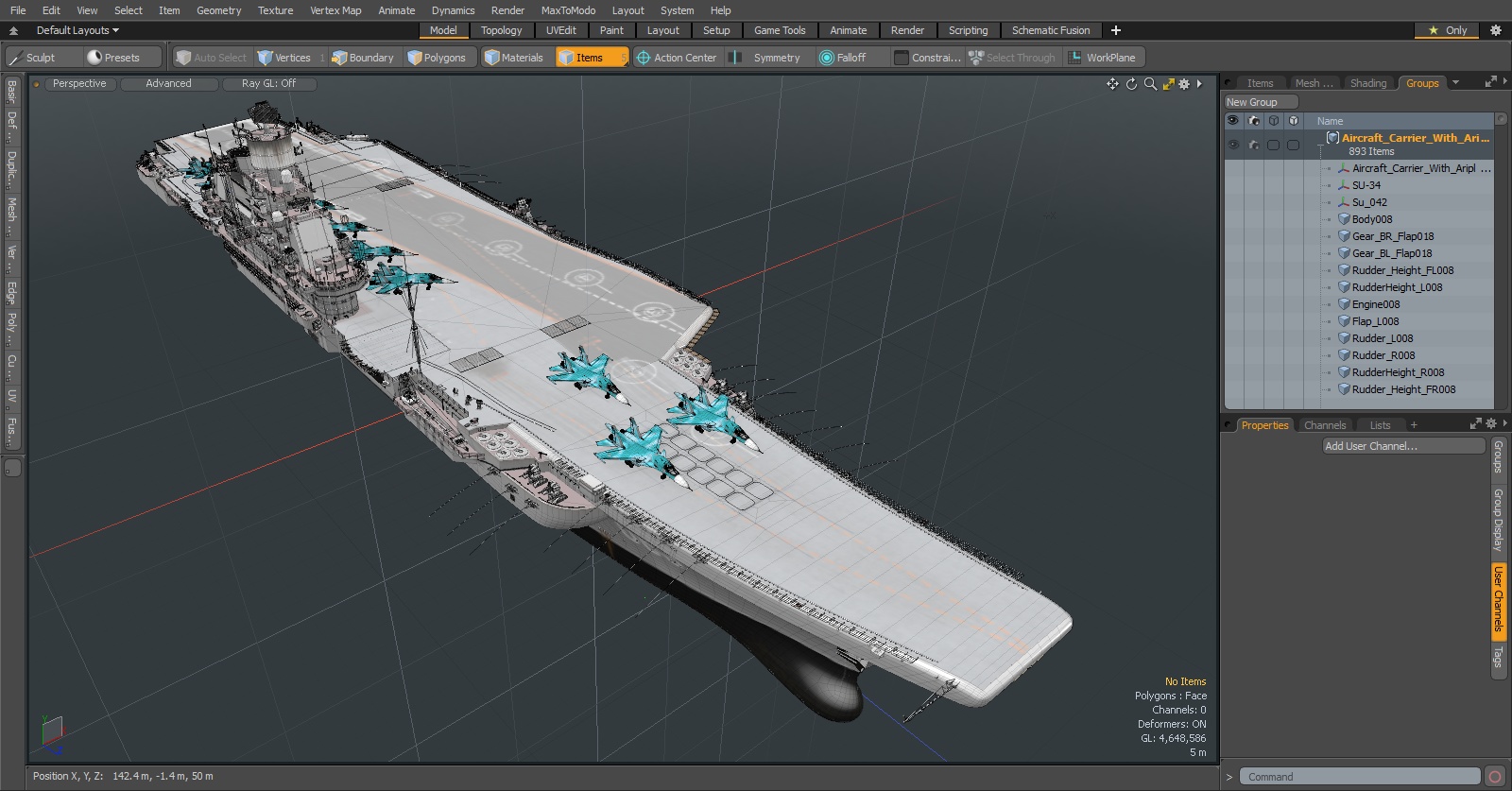 3D Aircraft Carrier with Airplanes