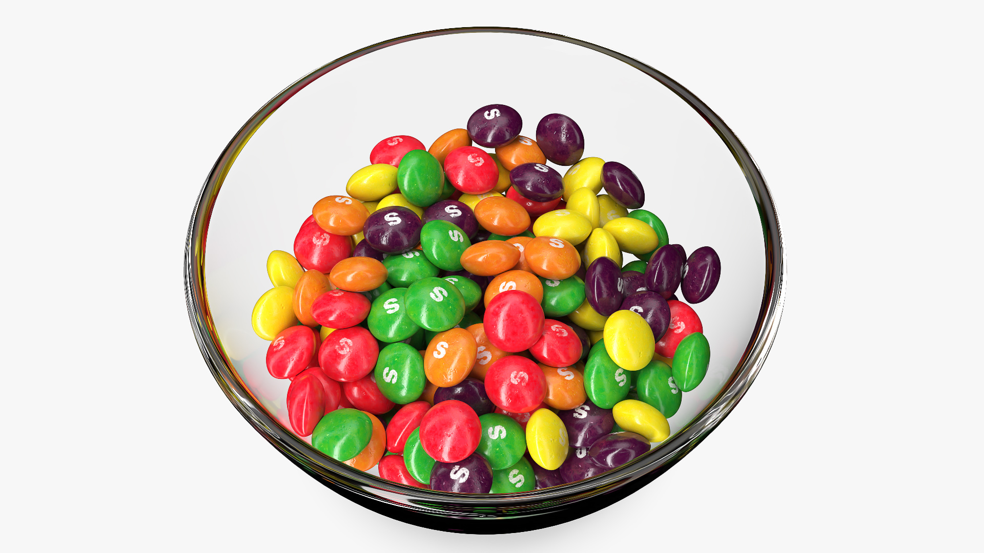 Multicolored Skittles Candies in Bowl 3D