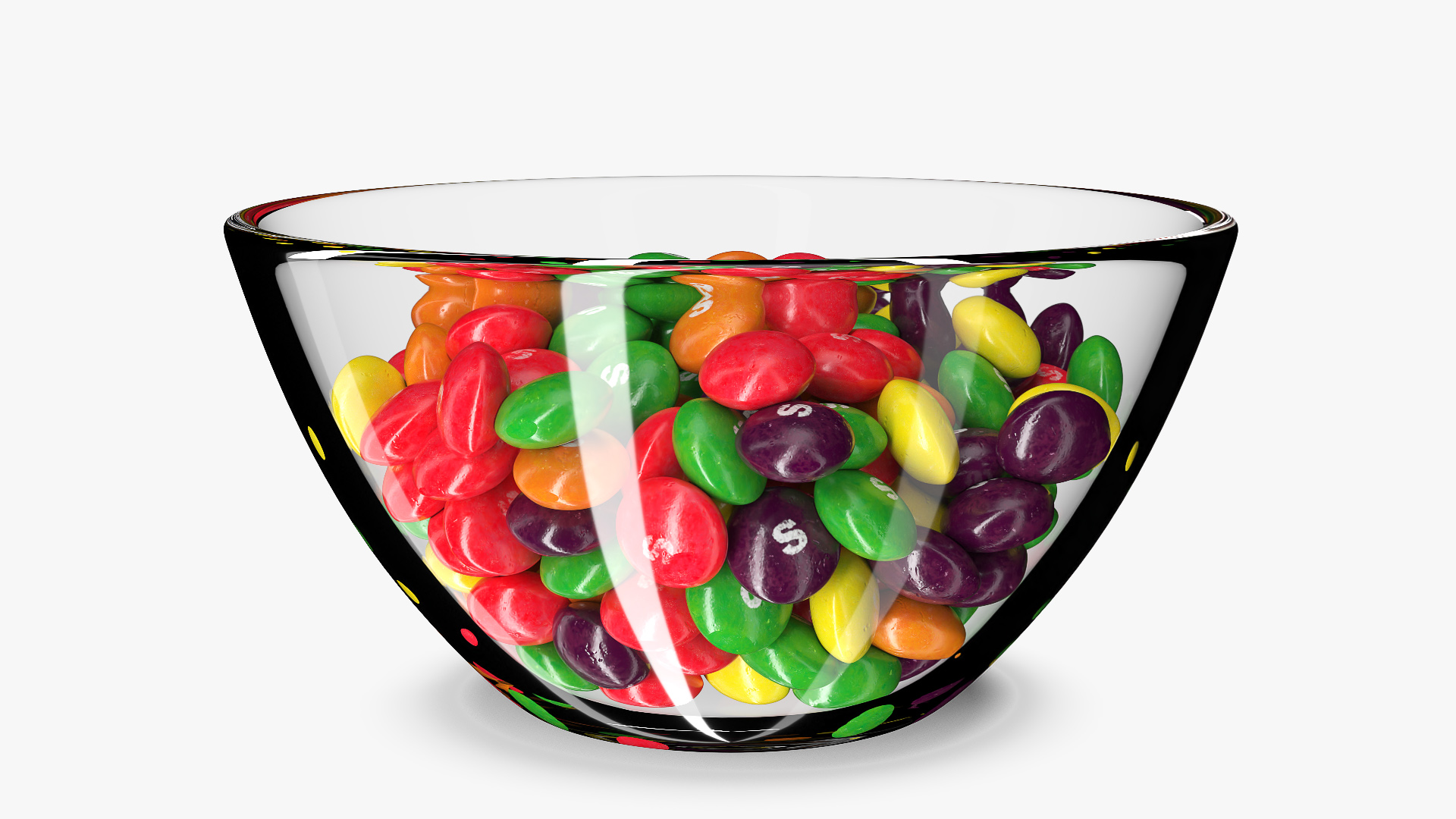 Multicolored Skittles Candies in Bowl 3D