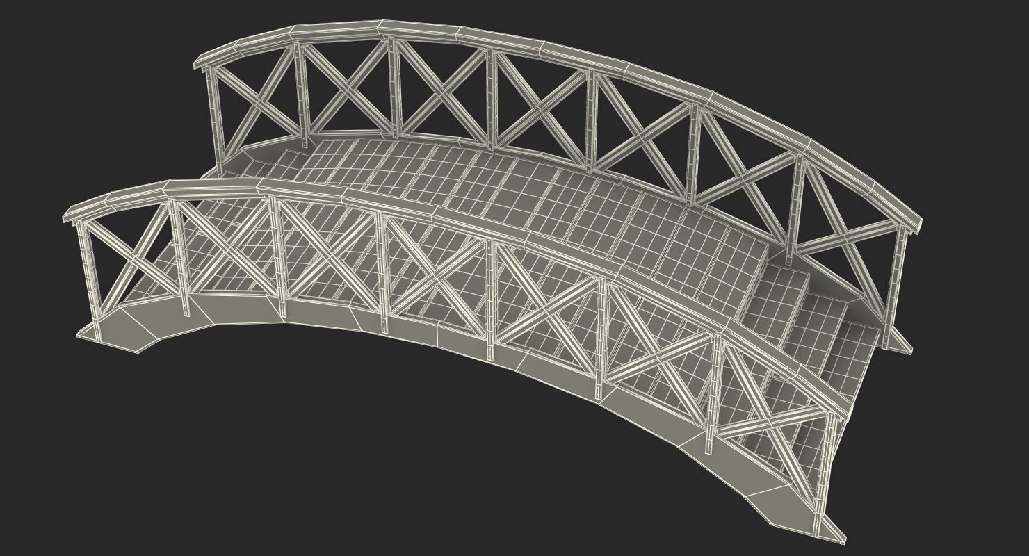 Garden Wooden Footbridge 3D model