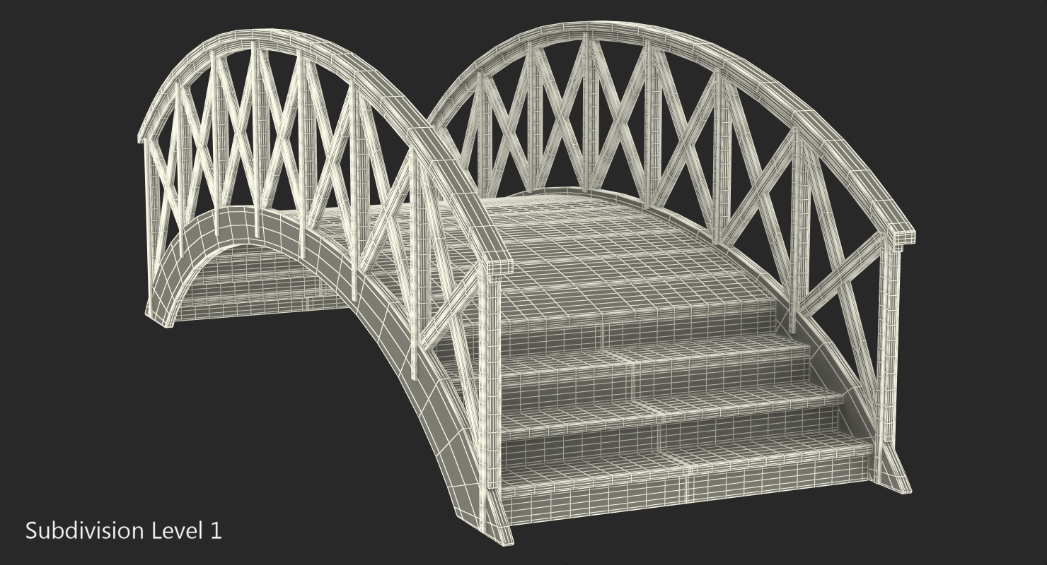 Garden Wooden Footbridge 3D model