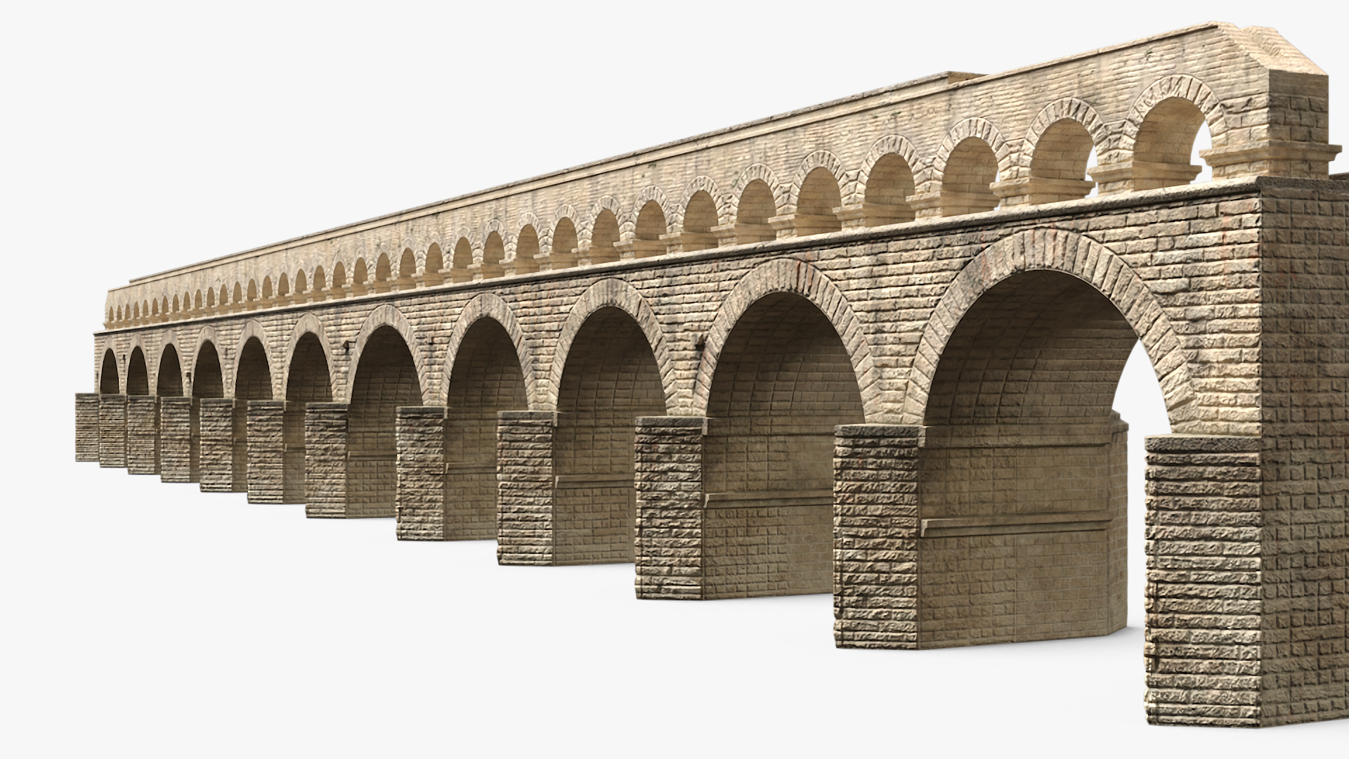 Ancient Two Level Roman Aqueduct 3D