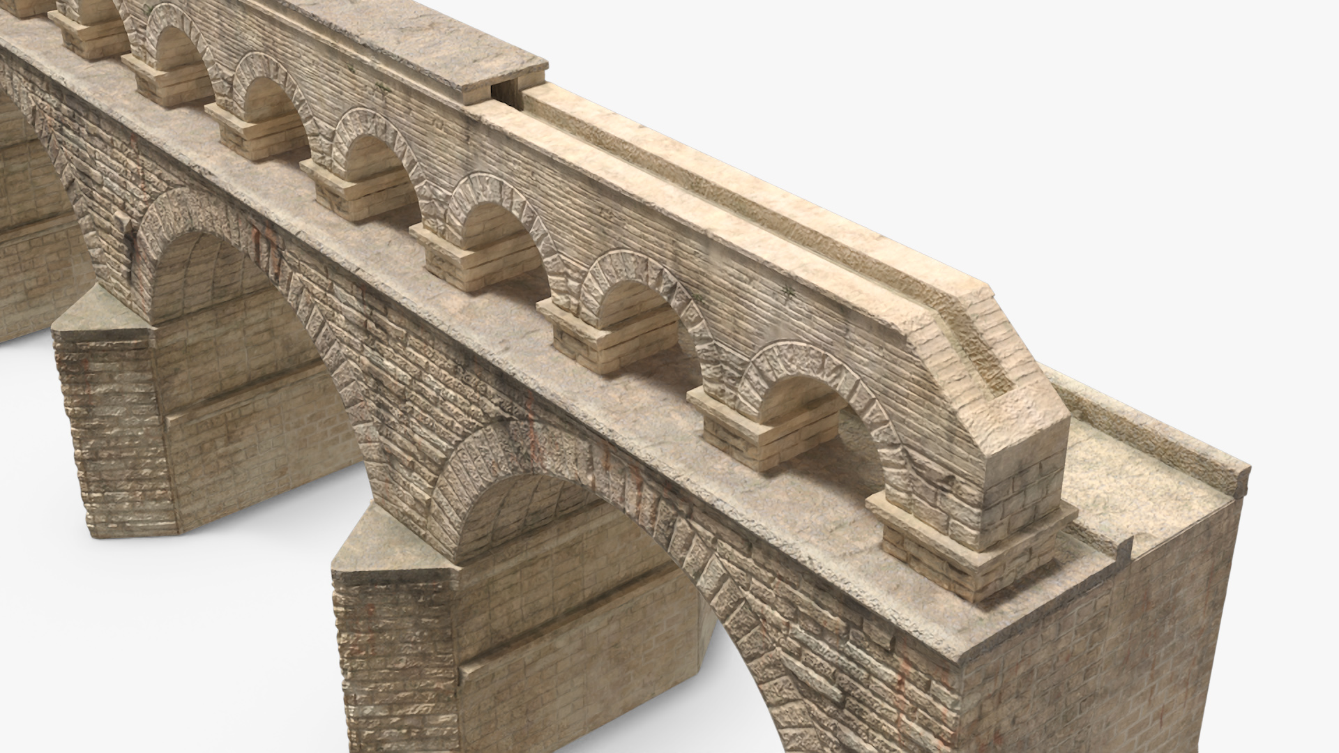 Ancient Two Level Roman Aqueduct 3D