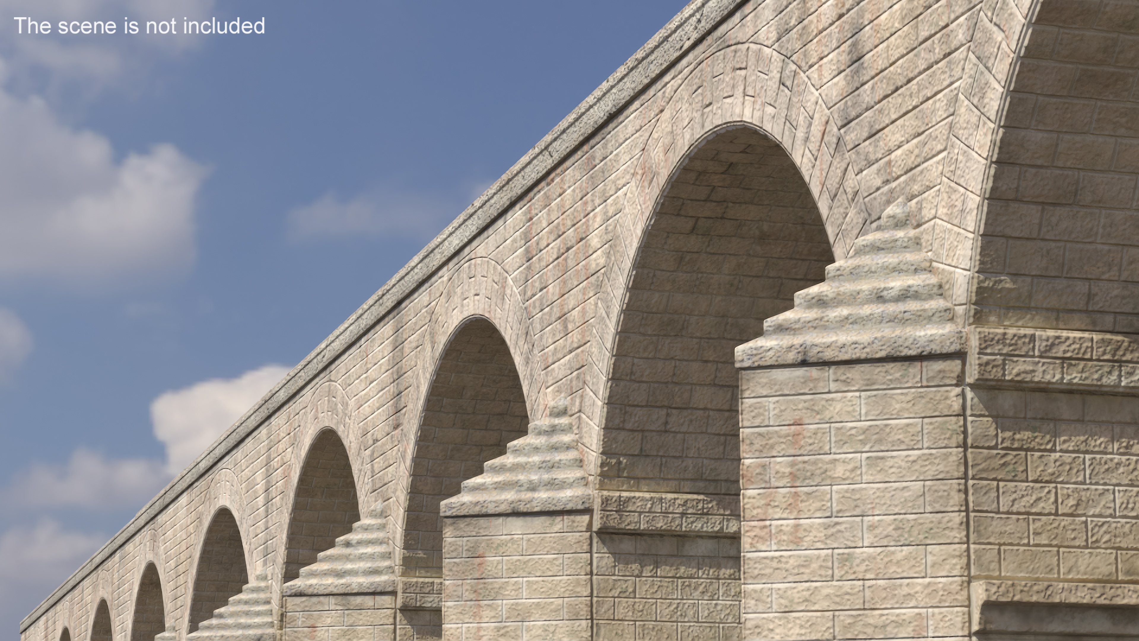 Ancient Two Level Roman Aqueduct 3D