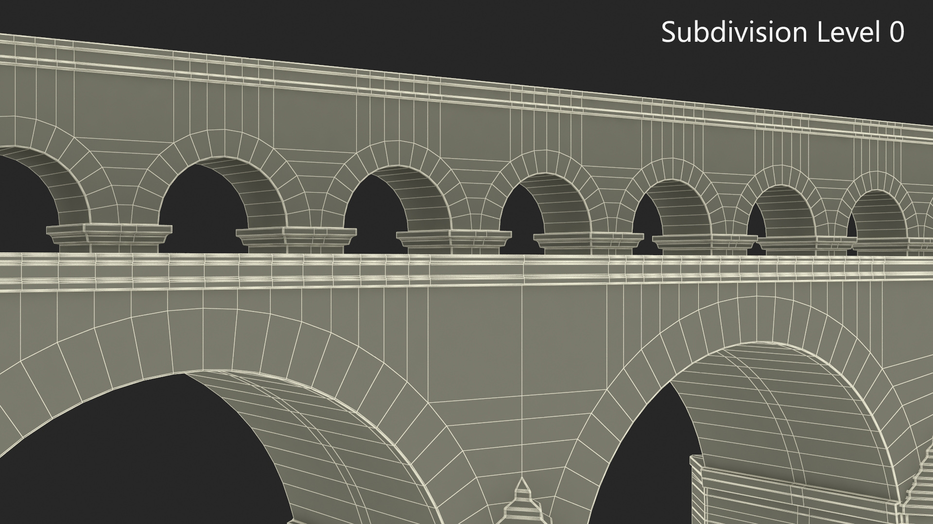 Ancient Two Level Roman Aqueduct 3D