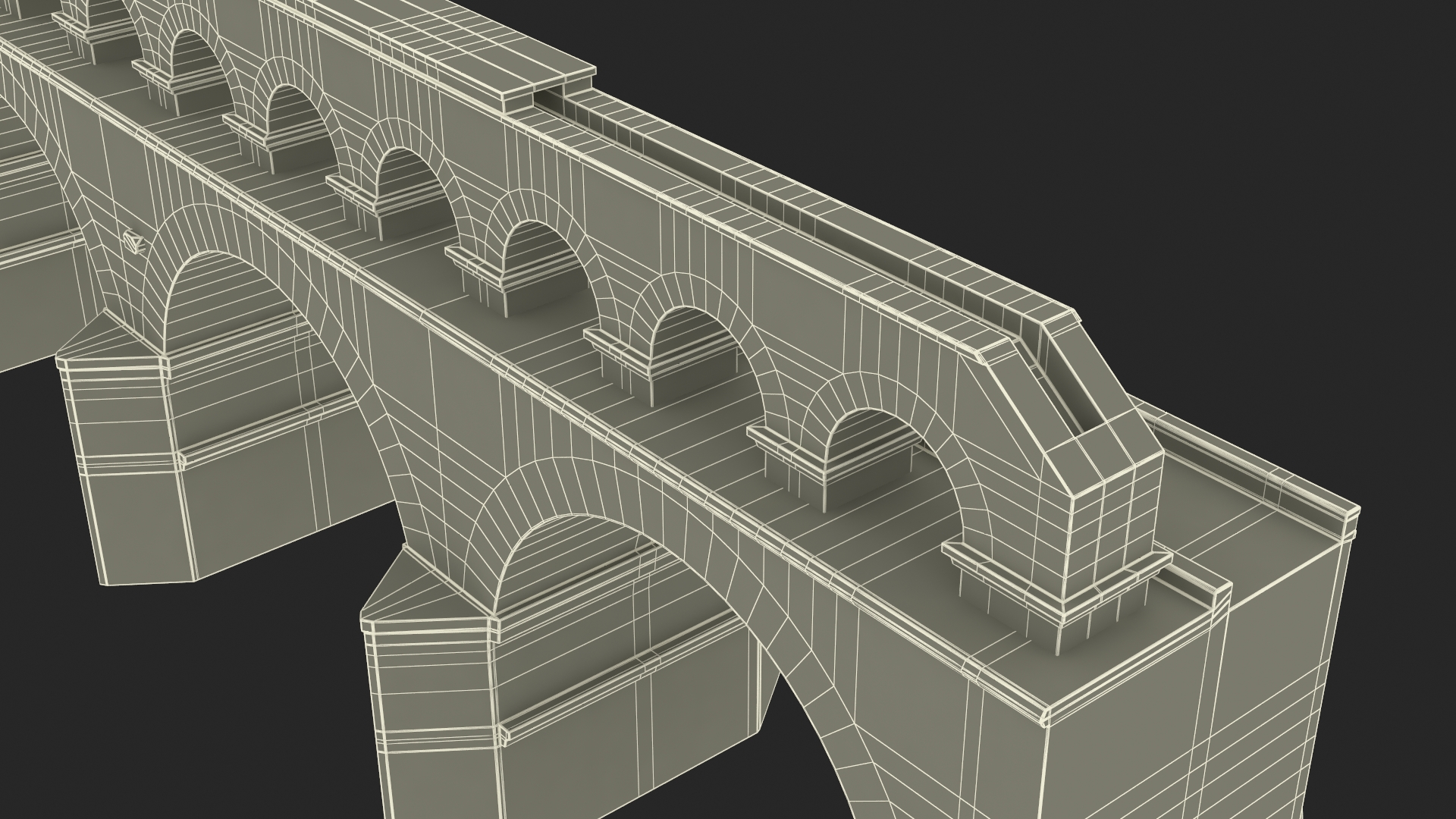 Ancient Two Level Roman Aqueduct 3D