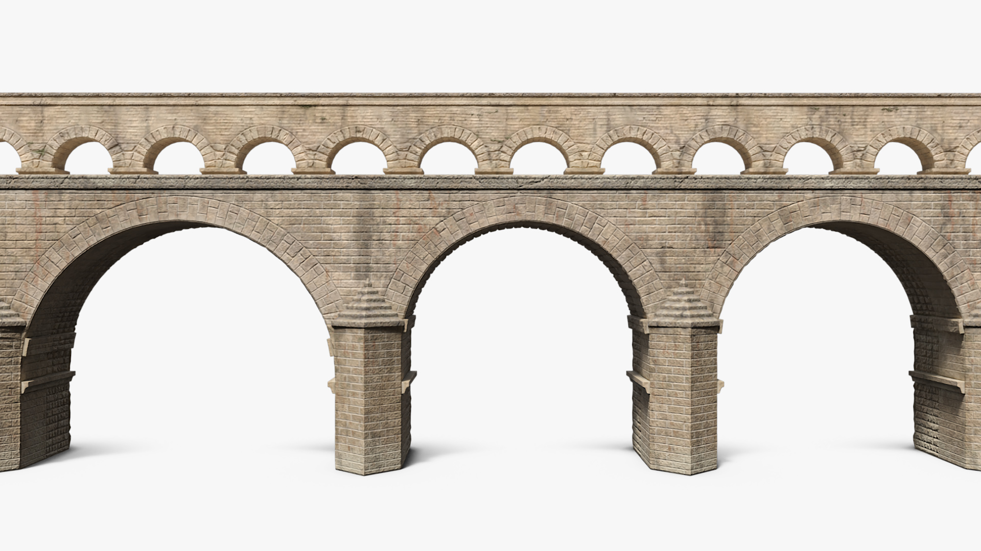 Ancient Two Level Roman Aqueduct 3D