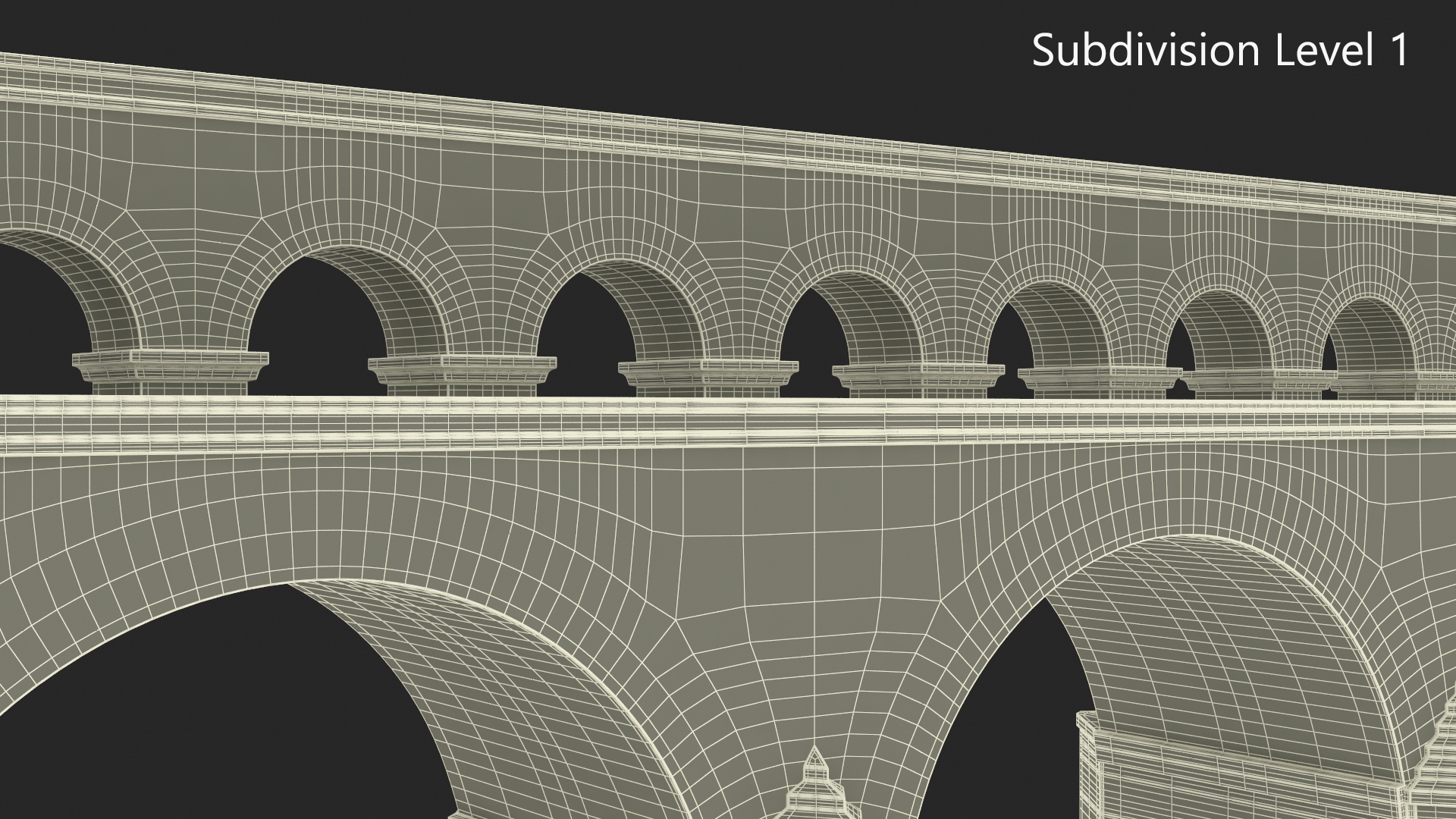 Ancient Two Level Roman Aqueduct 3D