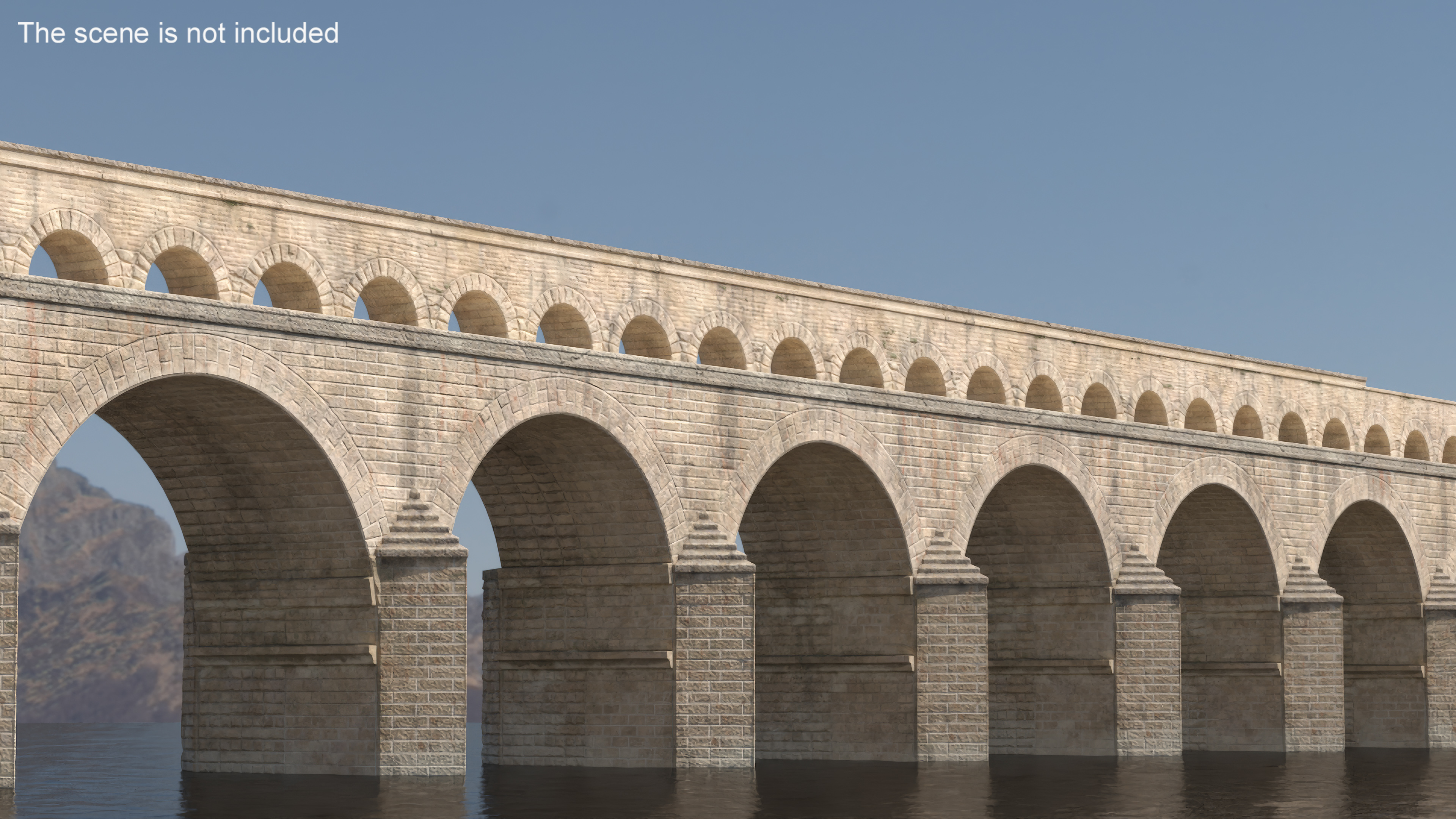 Ancient Two Level Roman Aqueduct 3D