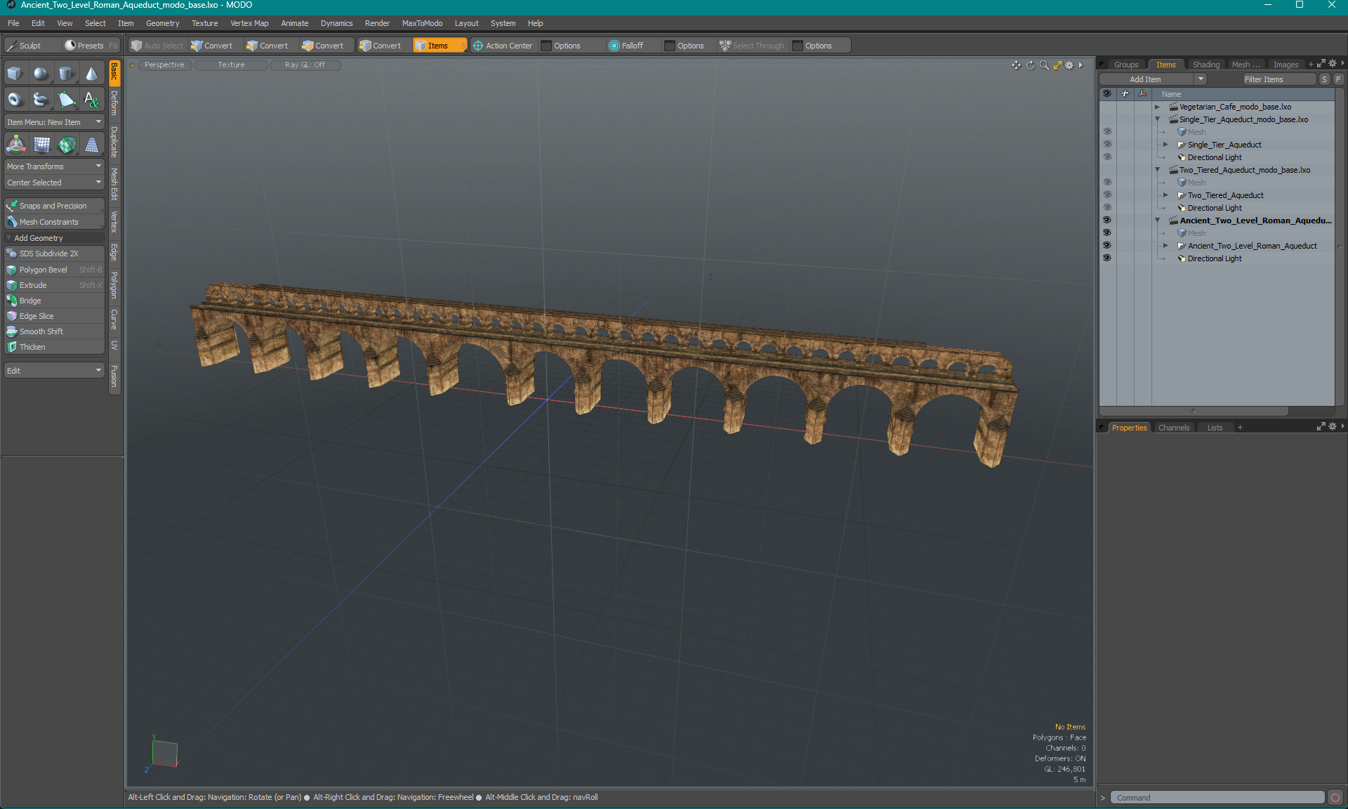 Ancient Two Level Roman Aqueduct 3D