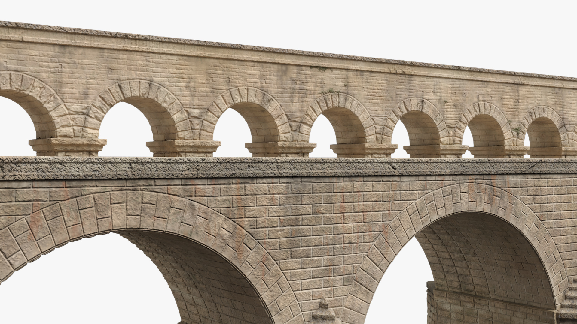 Ancient Two Level Roman Aqueduct 3D