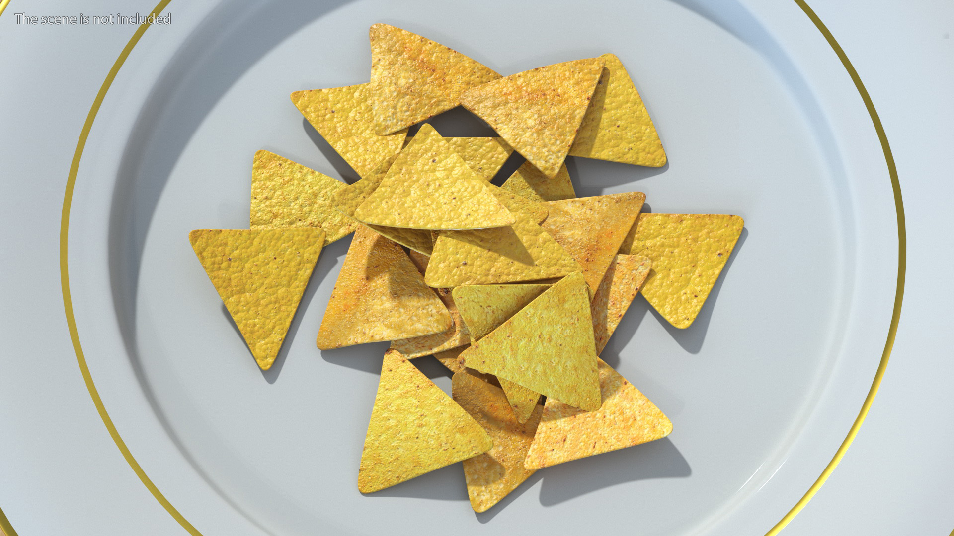 3D Group of Corn Chips Nachos