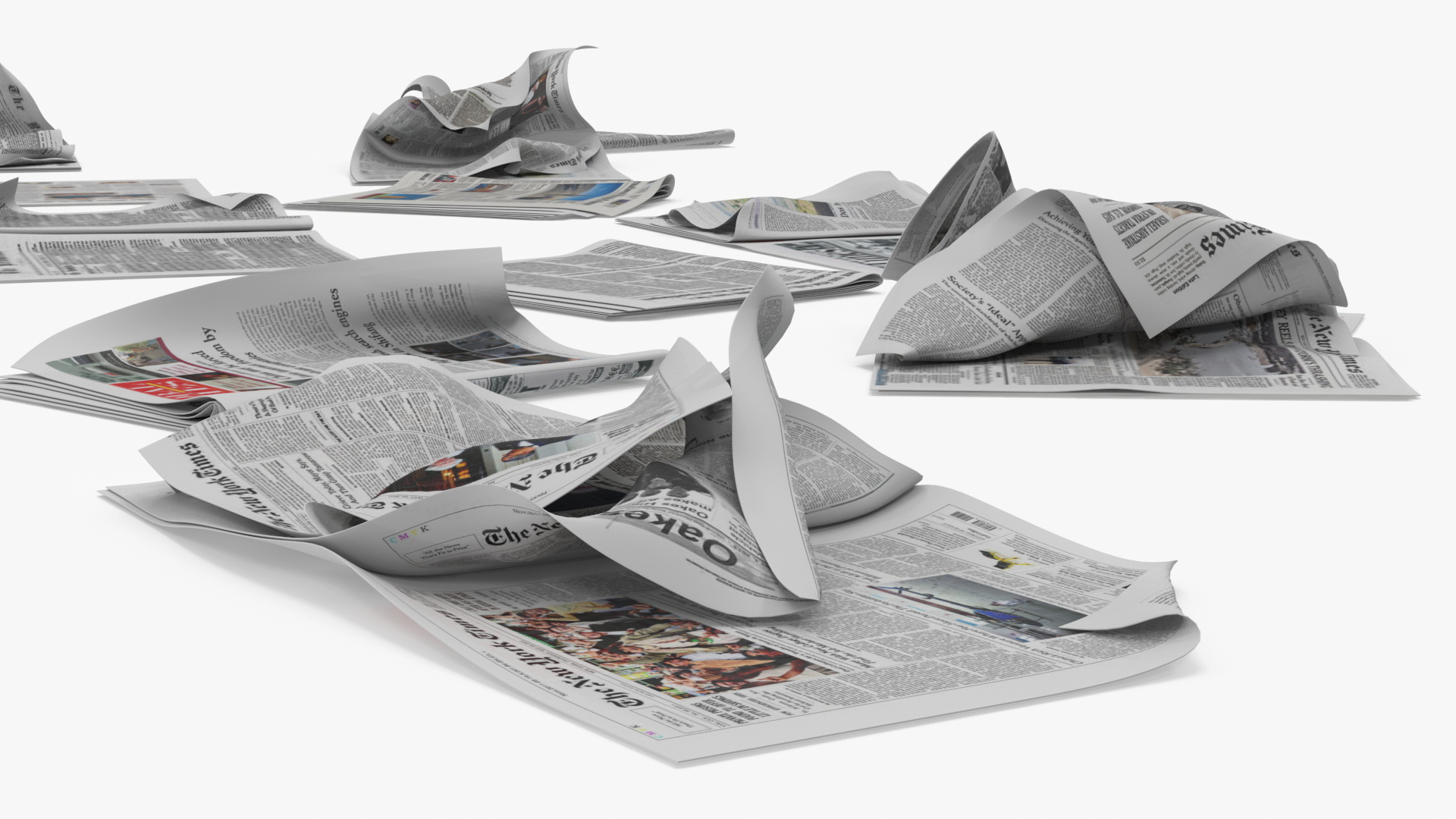 3D Assorted Crumpled Newspapers model