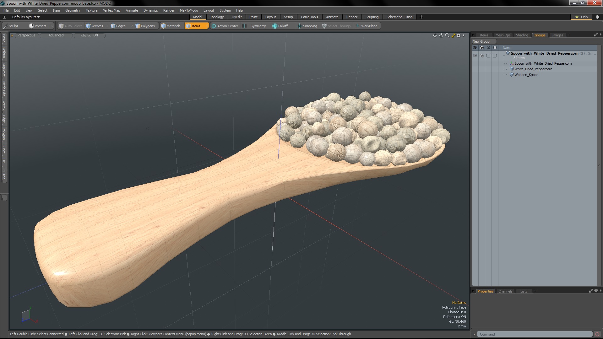 3D Spoon with White Dried Peppercorn model