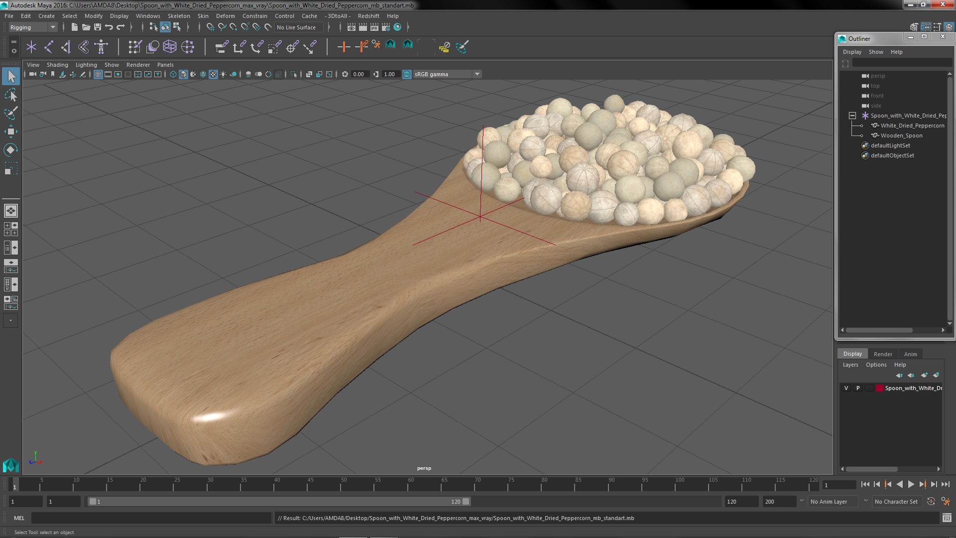 3D Spoon with White Dried Peppercorn model