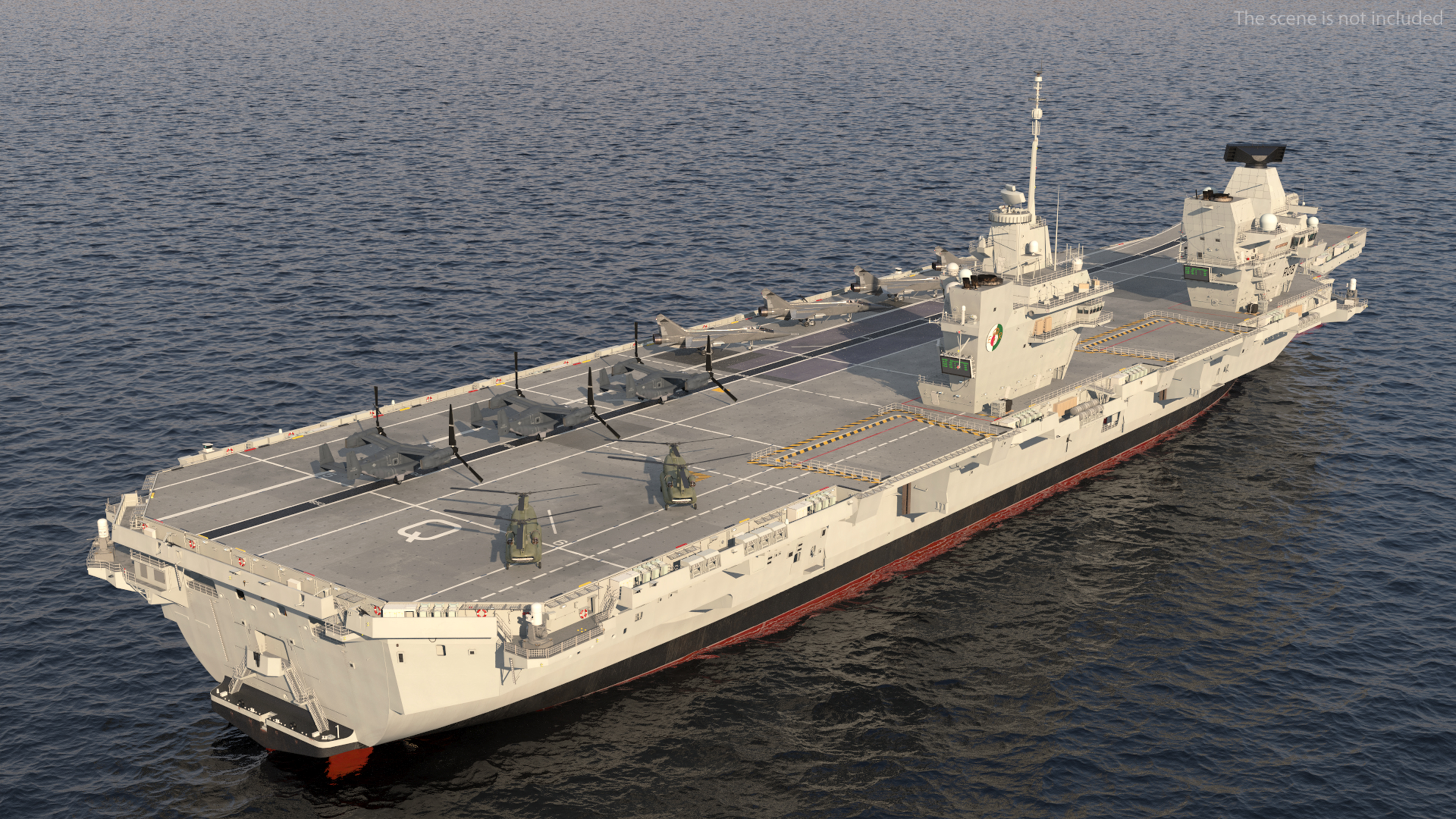 3D HMS Queen Elizabeth with Military Equipment model